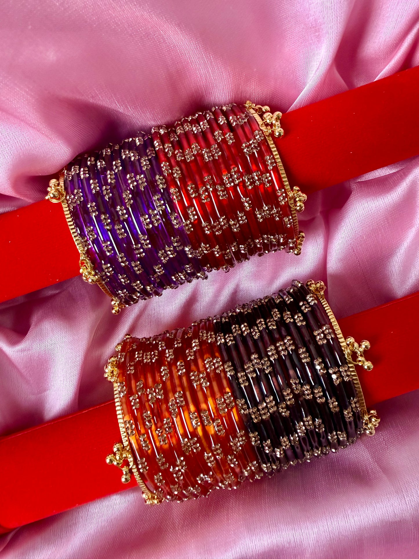 Festival Glow Combo 48 Pcs Kashmiri Bangles with 4 Pcs Ghungroo
