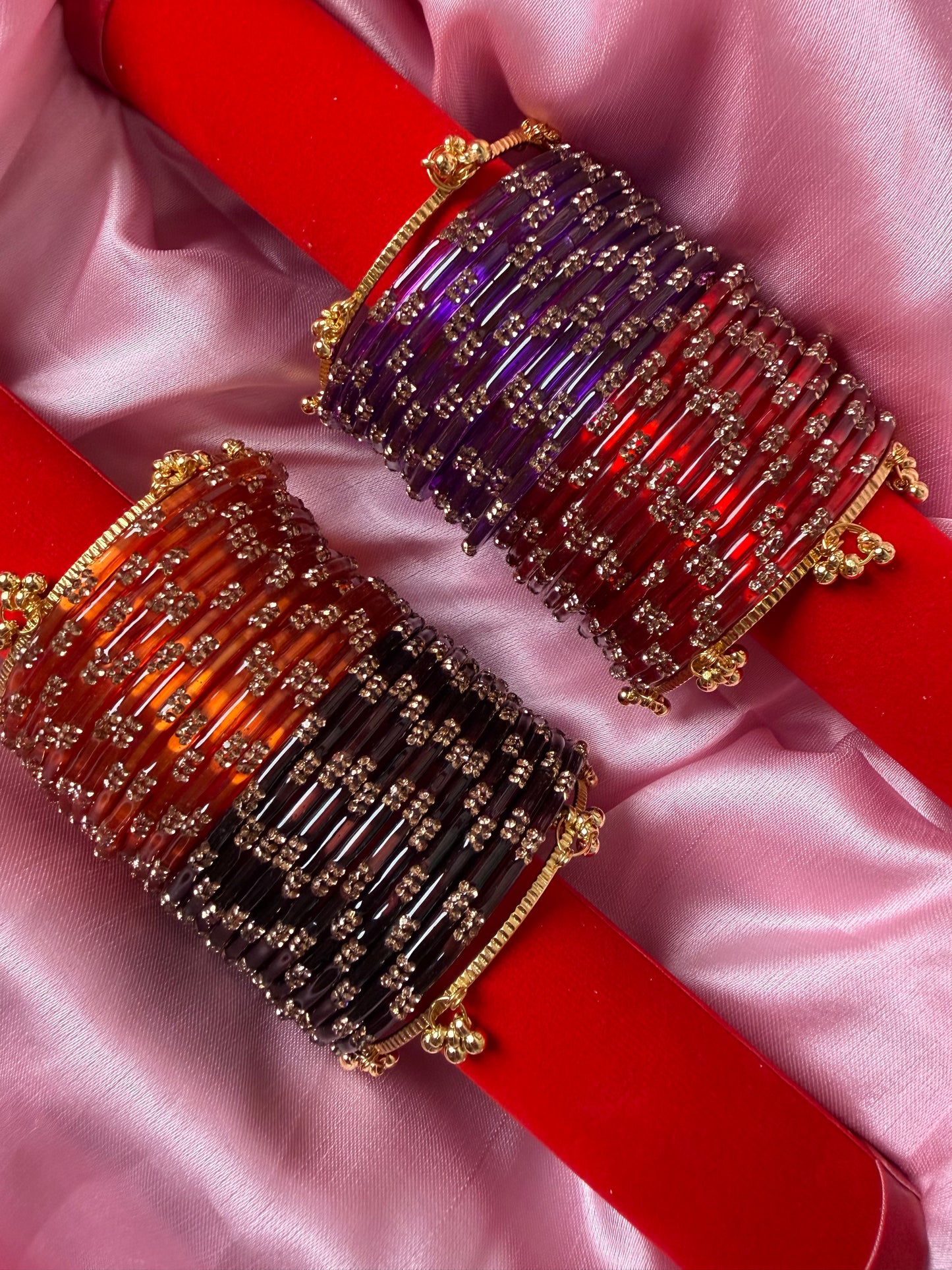 Festival Glow Combo 48 Pcs Kashmiri Bangles with 4 Pcs Ghungroo