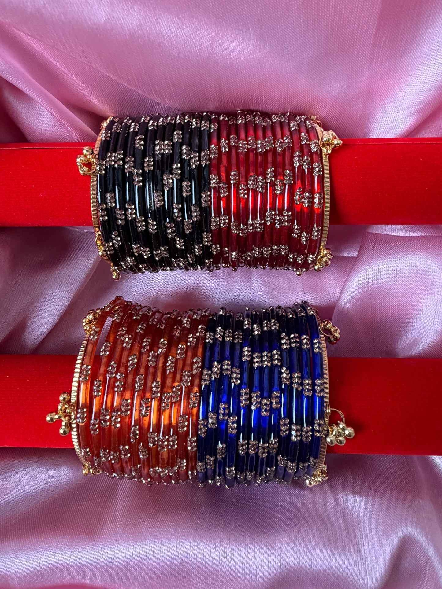 Festival Glow Combo 48 Pcs Kashmiri Bangles with 4 Pcs Ghungroo