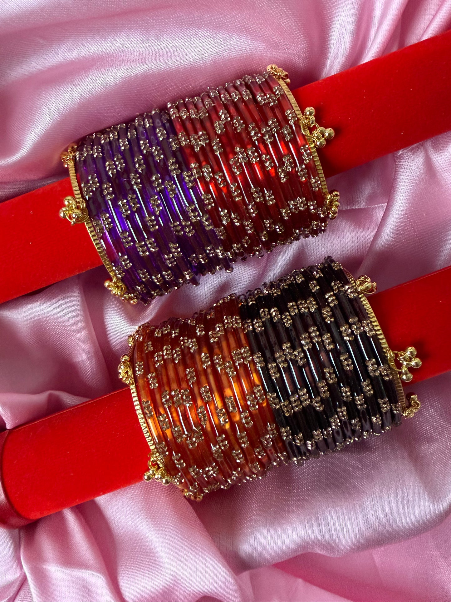 Festival Glow Combo 48 Pcs Kashmiri Bangles with 4 Pcs Ghungroo