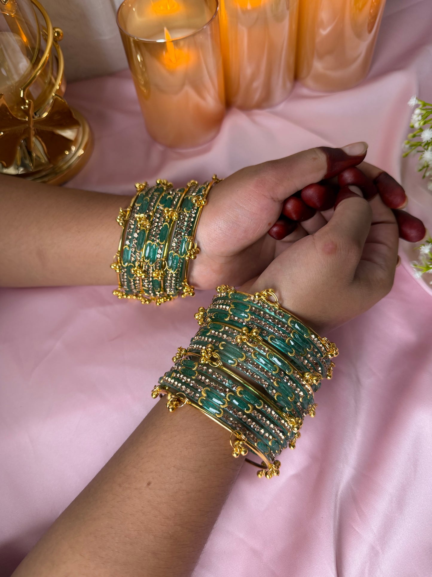 Kashmiri Dadima Jhumka Sky Blue Bangles