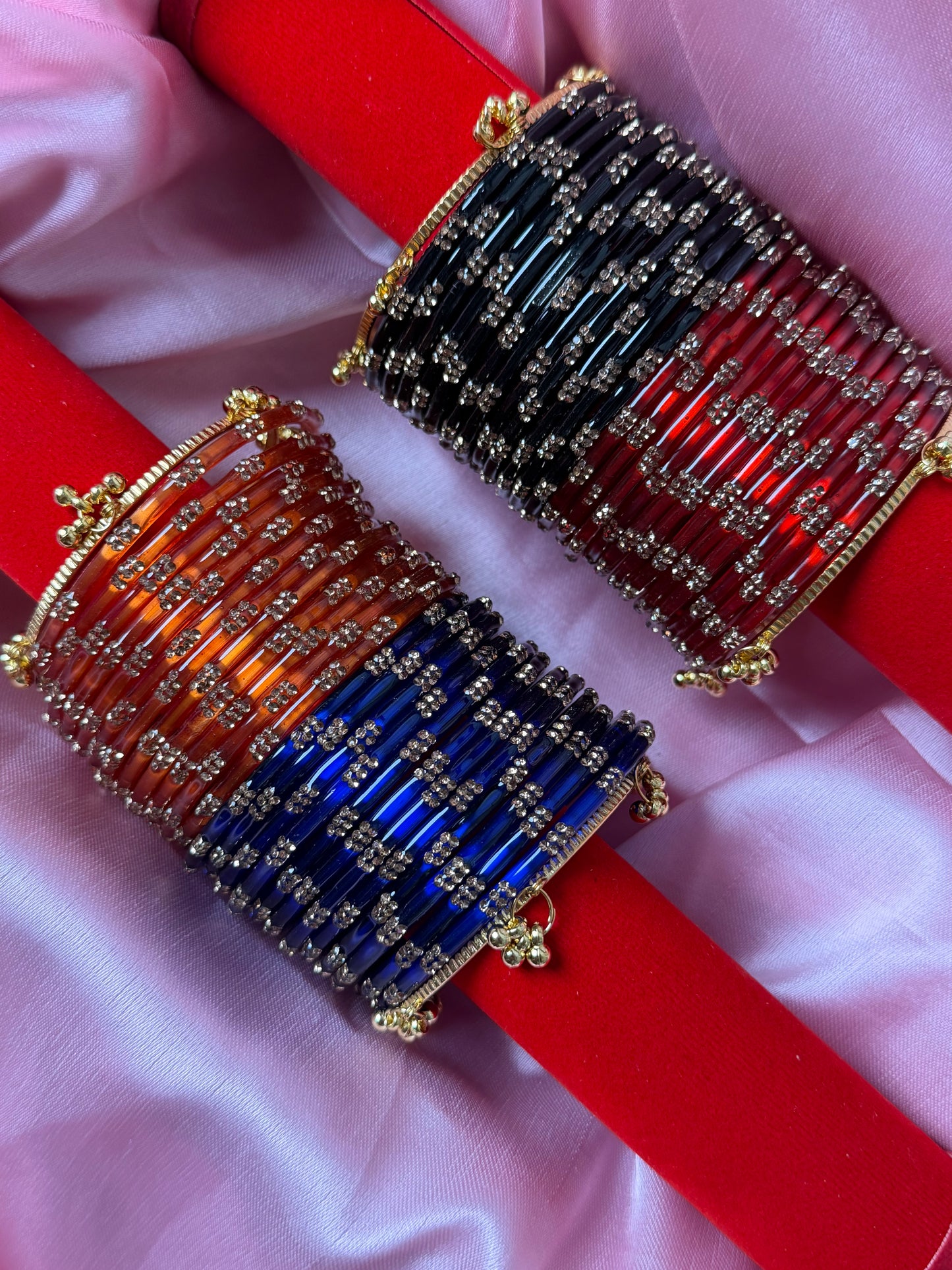 Festival Glow Combo 48 Pcs Kashmiri Bangles with 4 Pcs Ghungroo