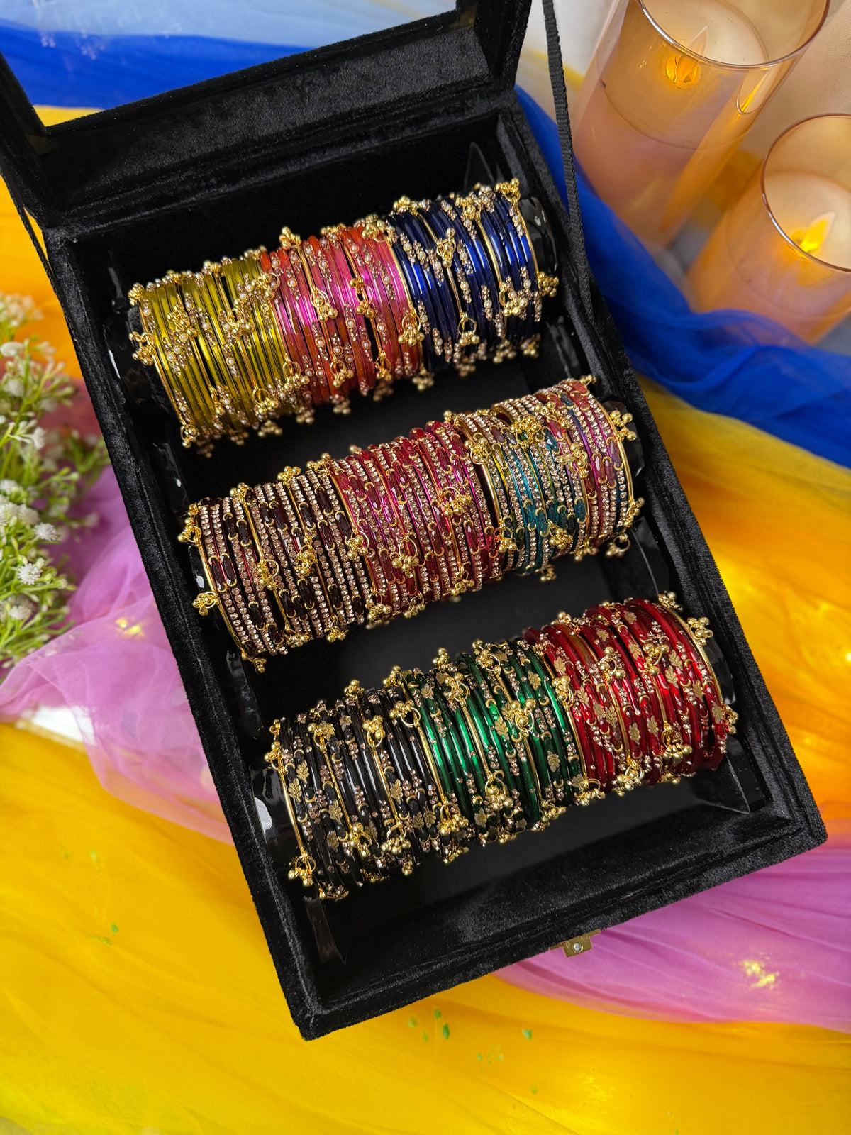 KADAM Khasmiri Jhumka Bangle Full Box with Box – 9 Premium Bangle Sets (Box included )