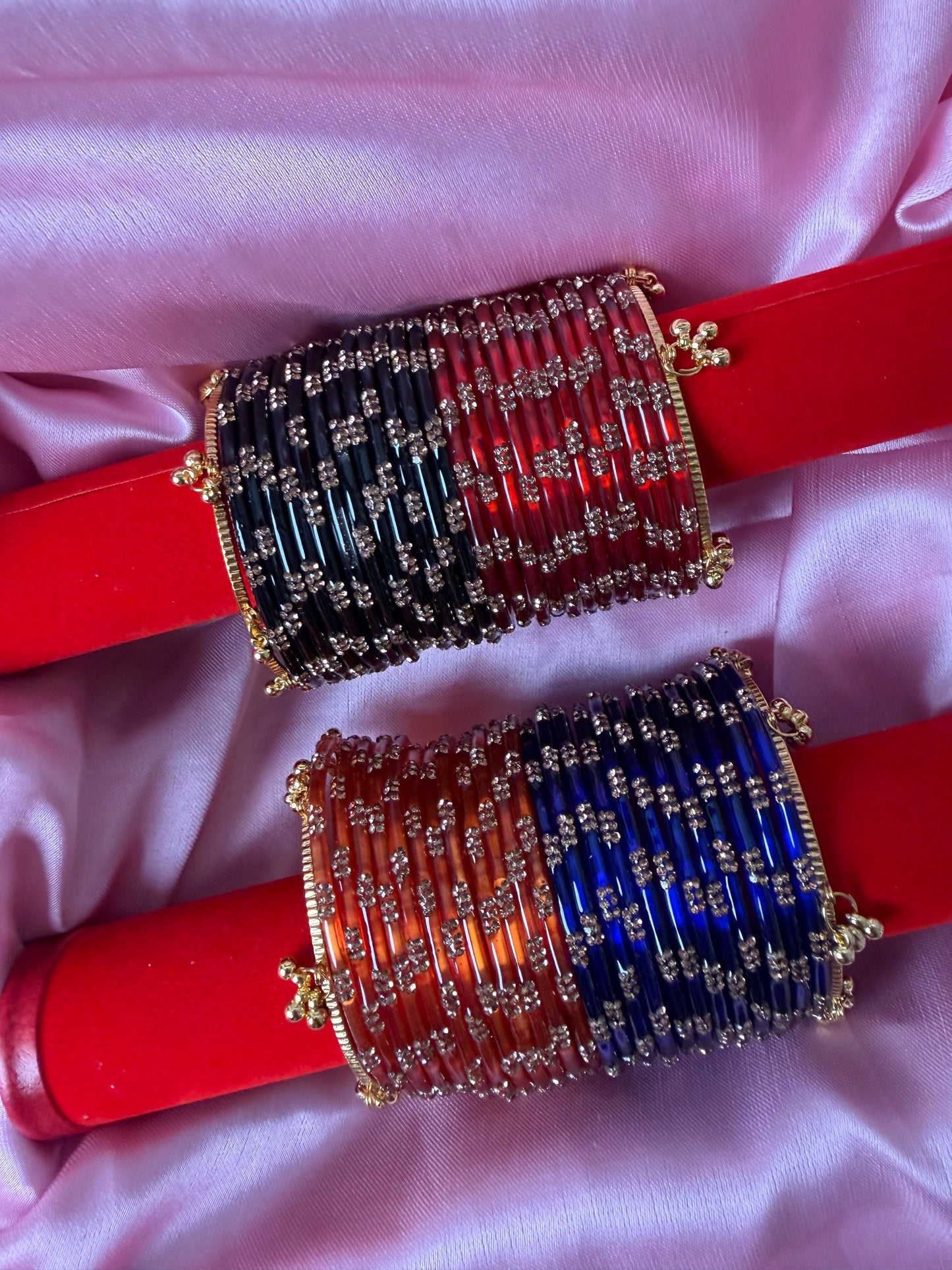 Festival Glow Combo 48 Pcs Kashmiri Bangles with 4 Pcs Ghungroo