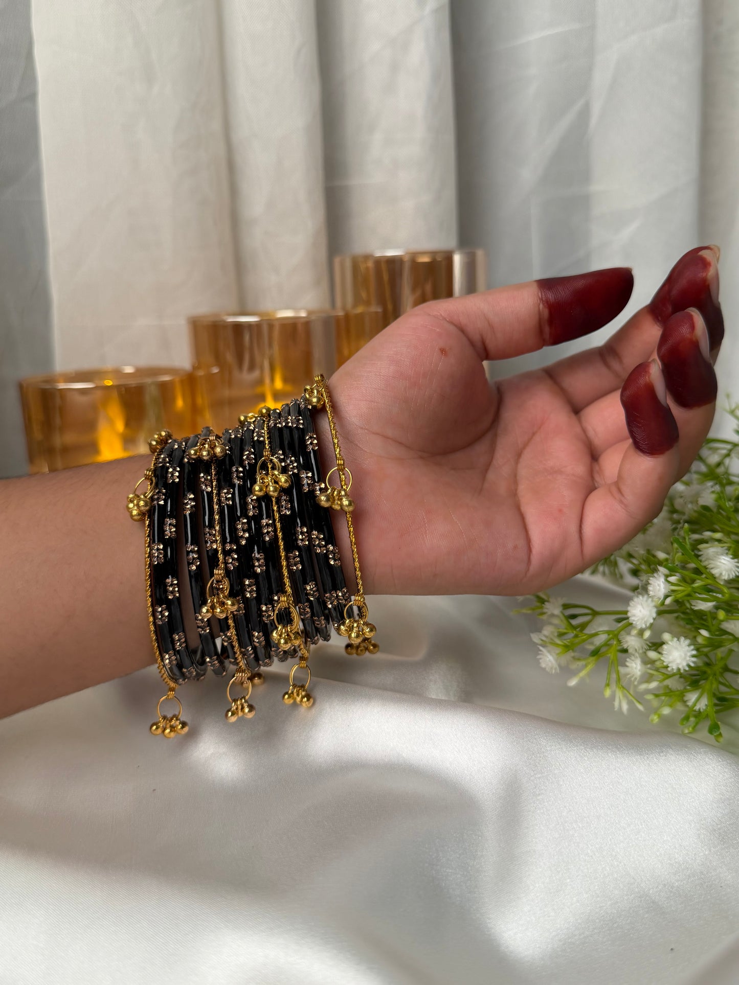 Festival Glow Black Ghungroo Bangles – 24 Pcs Bangles + 8 Pcs Ghungroo