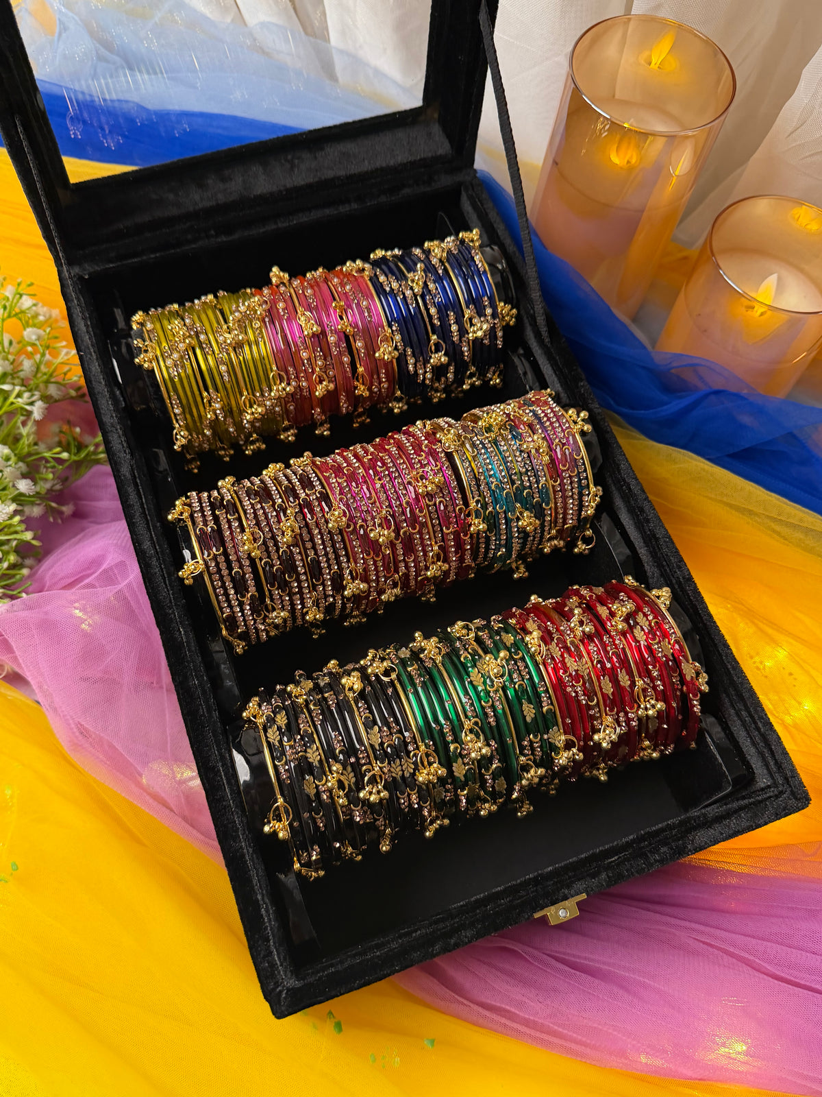 KADAM Khasmiri Jhumka Bangle Full Box with Box – 9 Premium Bangle Sets (Box included )