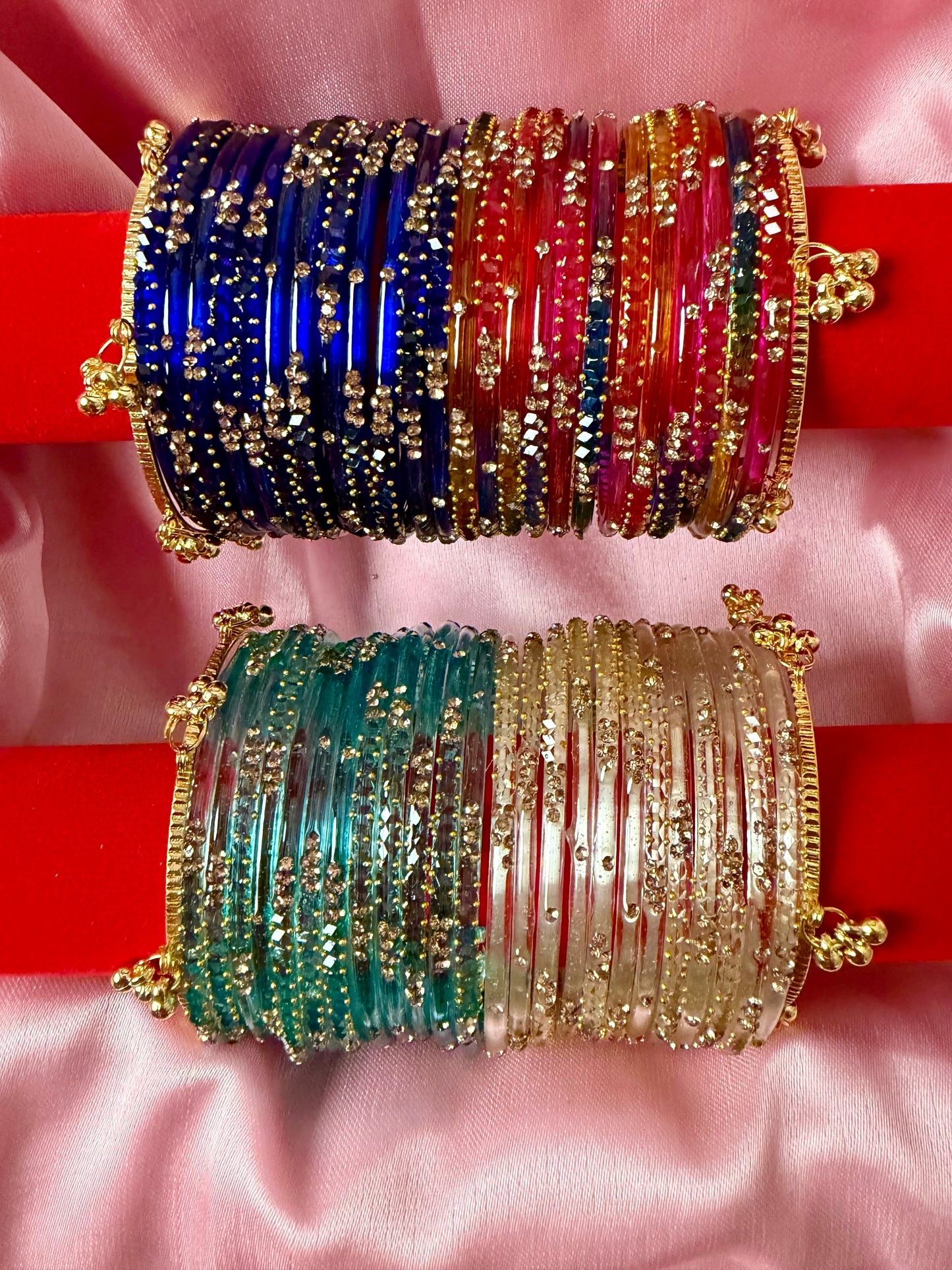 Festival Glow Multicolor Kashmiri Bangles Combo – 48 Pcs Bangles with 4 Pcs Jhumka