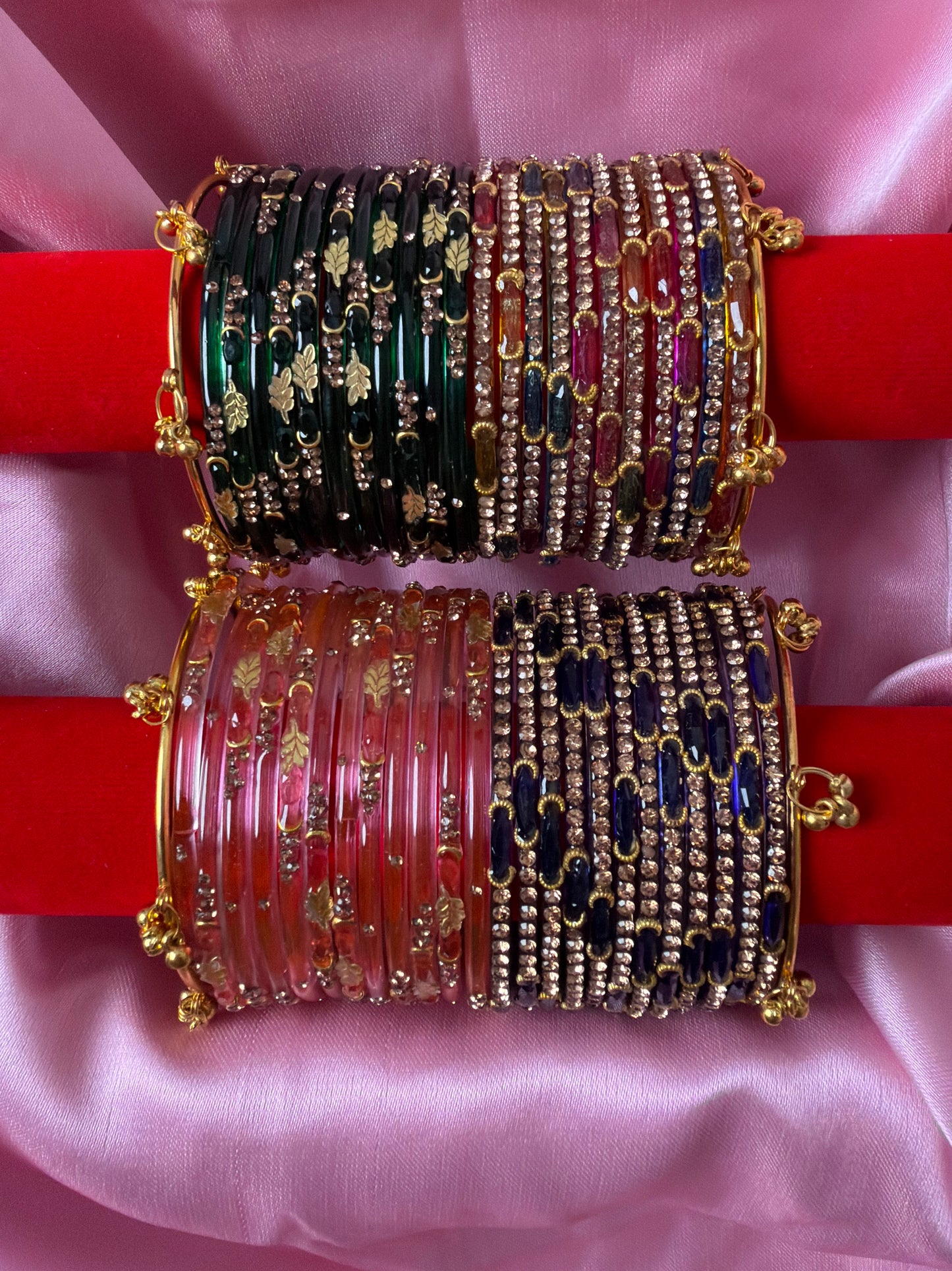 Leaf & Dadima Royal Kashmiri Bangles Combo – 48 Pcs Bangles with 4 Pcs Jhumka
