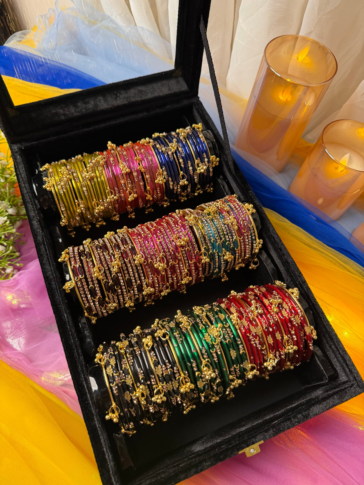 KADAM Khasmiri Jhumka Bangle Full Box with Box – 9 Premium Bangle Sets (Box included )