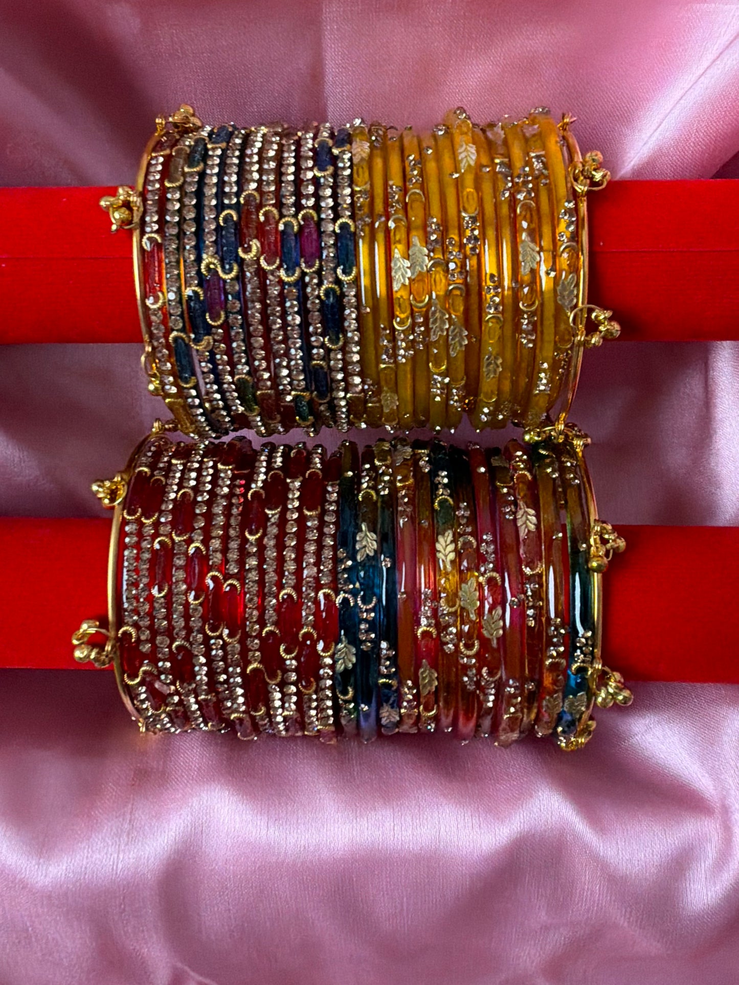 Leaf & Dadima Luxury Kashmiri Bangles Combo – 48 Pcs Bangles with 4 Pcs Jhumka