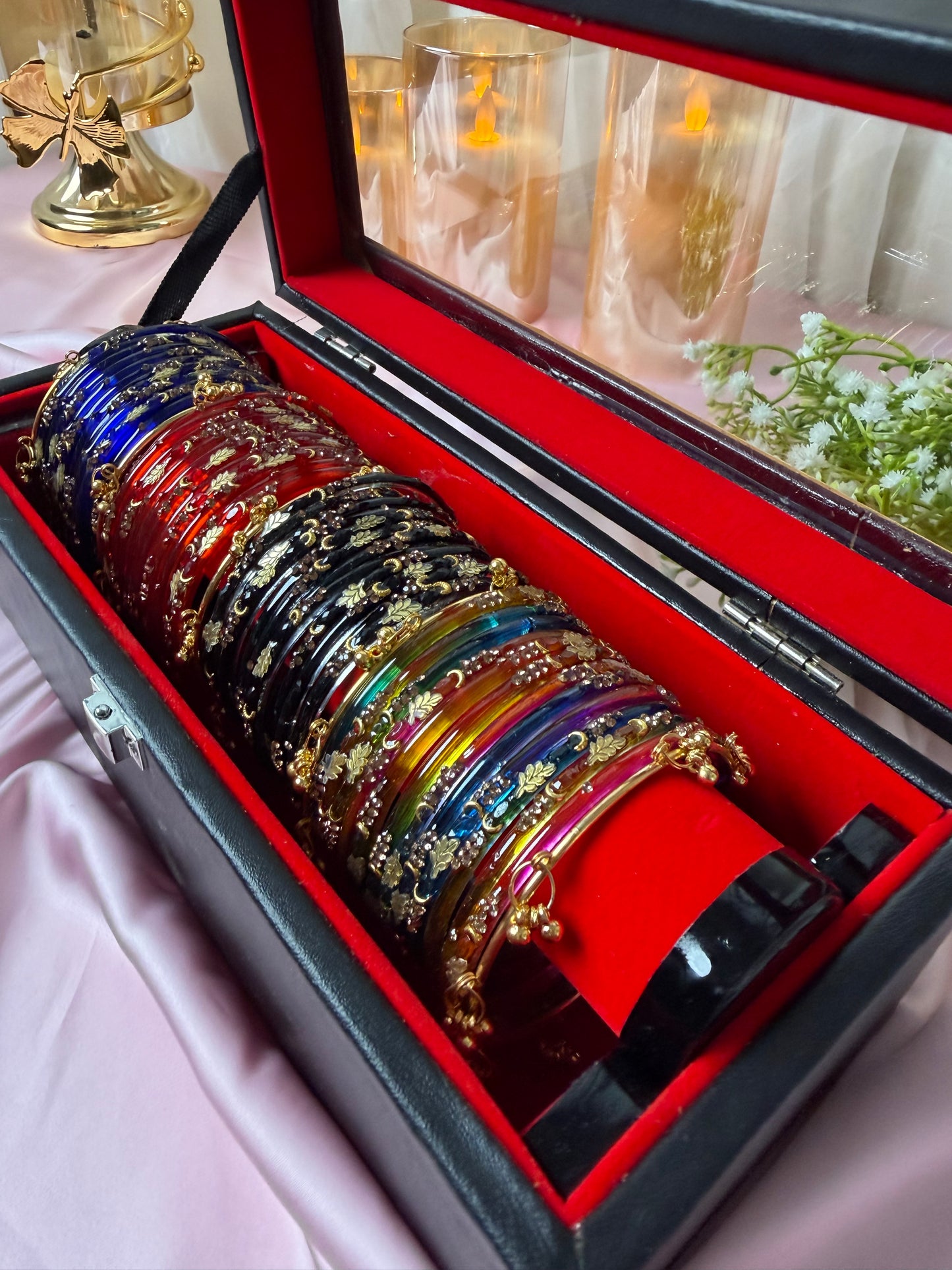 Premium Kashmiri Bangles Gift Box – 48 Pcs Bangles + 4 Pcs Ghungroo