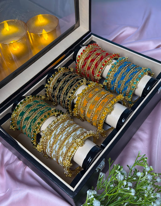 Royal Kashmiri Luxe Multicolor Bangle Collection – 6 Premium Sets with Luxury Gift Box (Box included )
