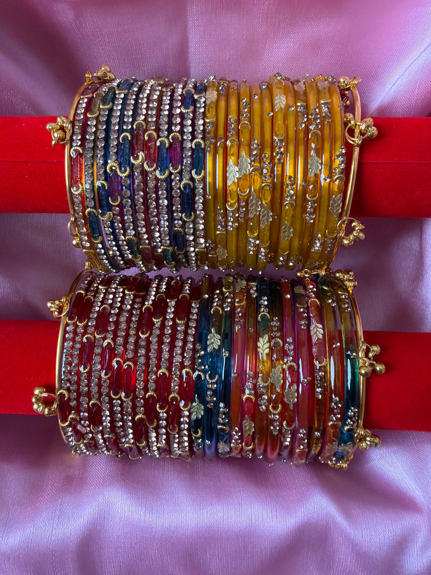Leaf & Dadima Luxury Kashmiri Bangles Combo – 48 Pcs Bangles with 4 Pcs Jhumka