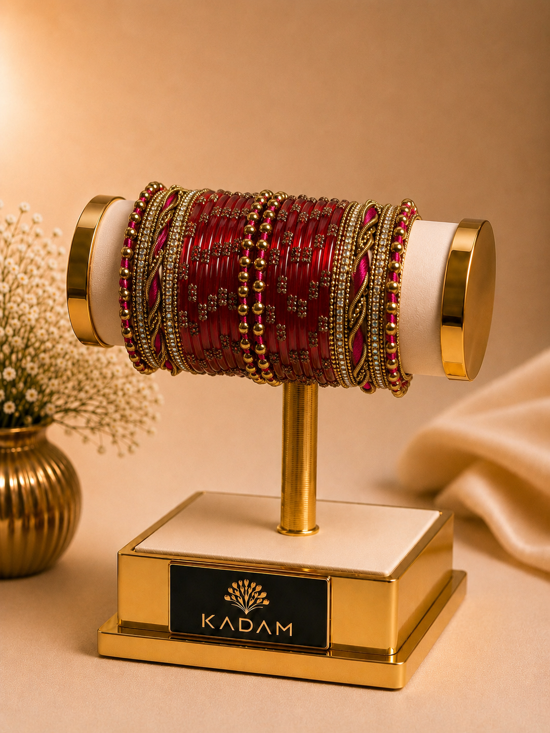 Twisted Wave Deep Ruby Red Crystal Bangles
