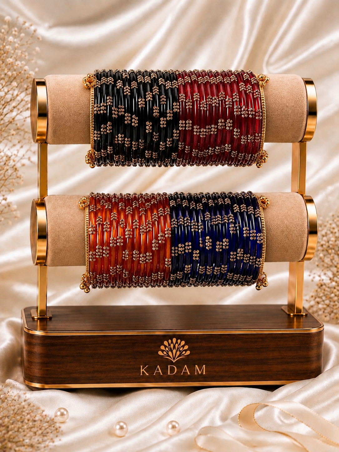 Festival Glow Combo 48 Pcs Kashmiri Bangles with 4 Pcs Ghungroo