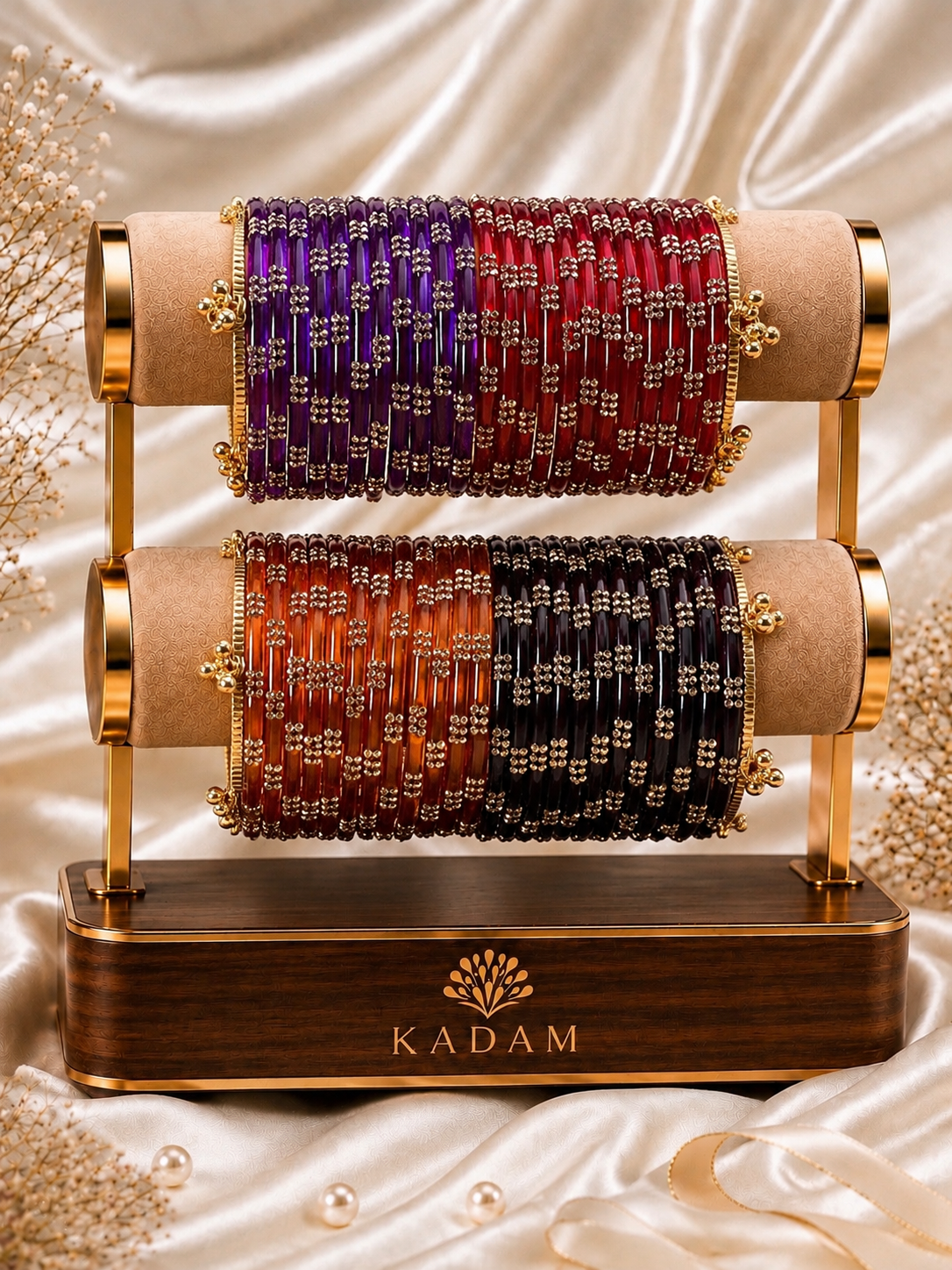Festival Glow Combo 48 Pcs Kashmiri Bangles with 4 Pcs Ghungroo