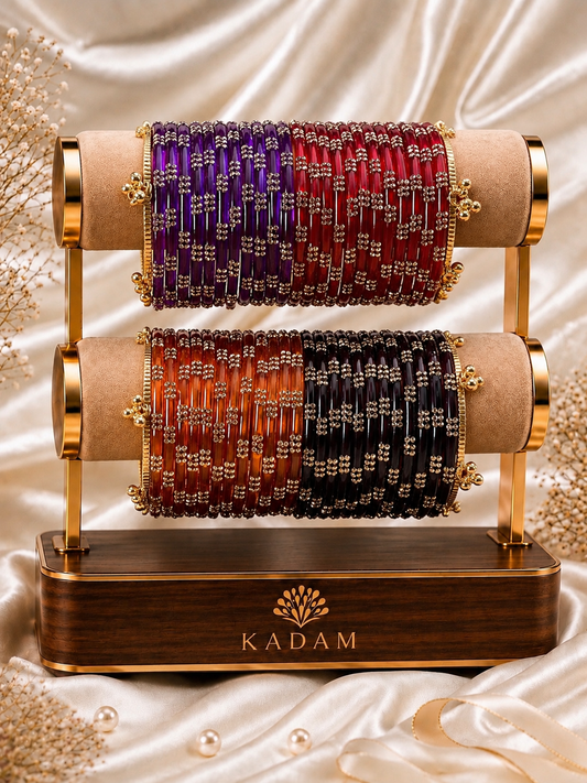 Festival Glow Combo 48 Pcs Kashmiri Bangles with 4 Pcs Ghungroo