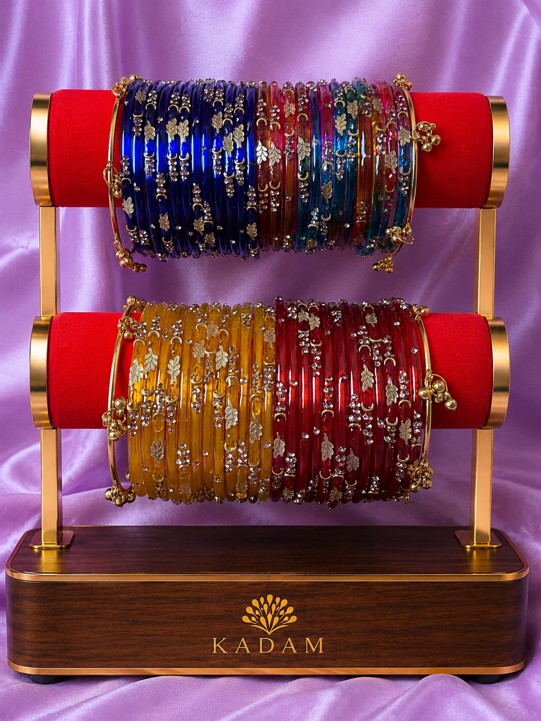 Kashmiri Royal Leaf Bangles Set – 48 Pcs Bangles with 4 Pcs Jhumka