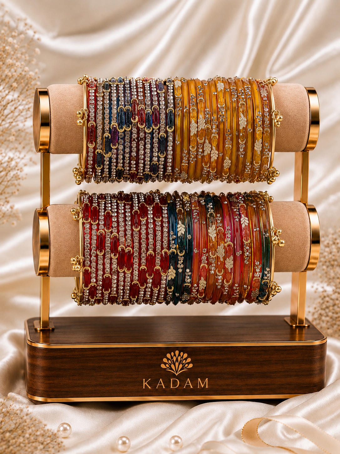 Leaf & Dadima Luxury Kashmiri Bangles Combo – 48 Pcs Bangles with 4 Pcs Jhumka