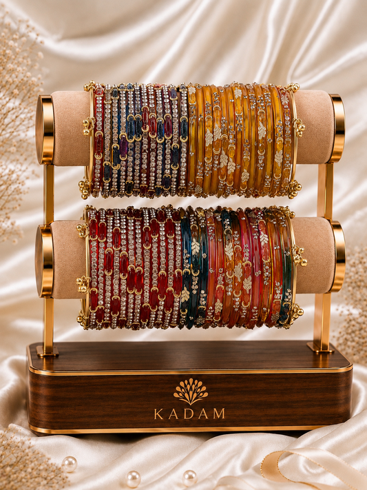 Leaf & Dadima Luxury Kashmiri Bangles Combo – 48 Pcs Bangles with 4 Pcs Jhumka