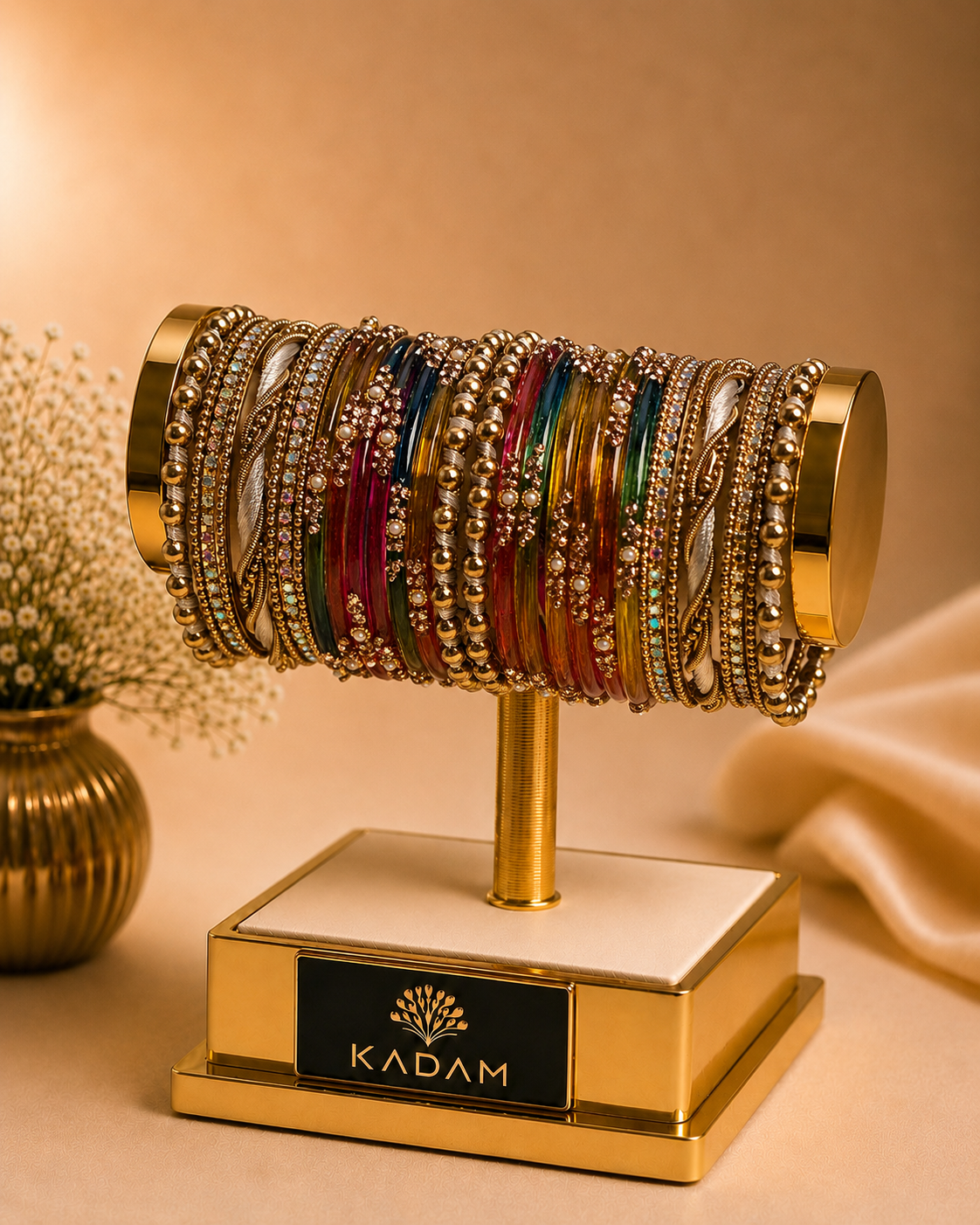 Twisted Wave Royal Multicolor Gold Bangles