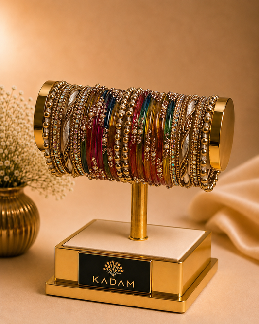 Twisted Wave Royal Multicolor Gold Bangles