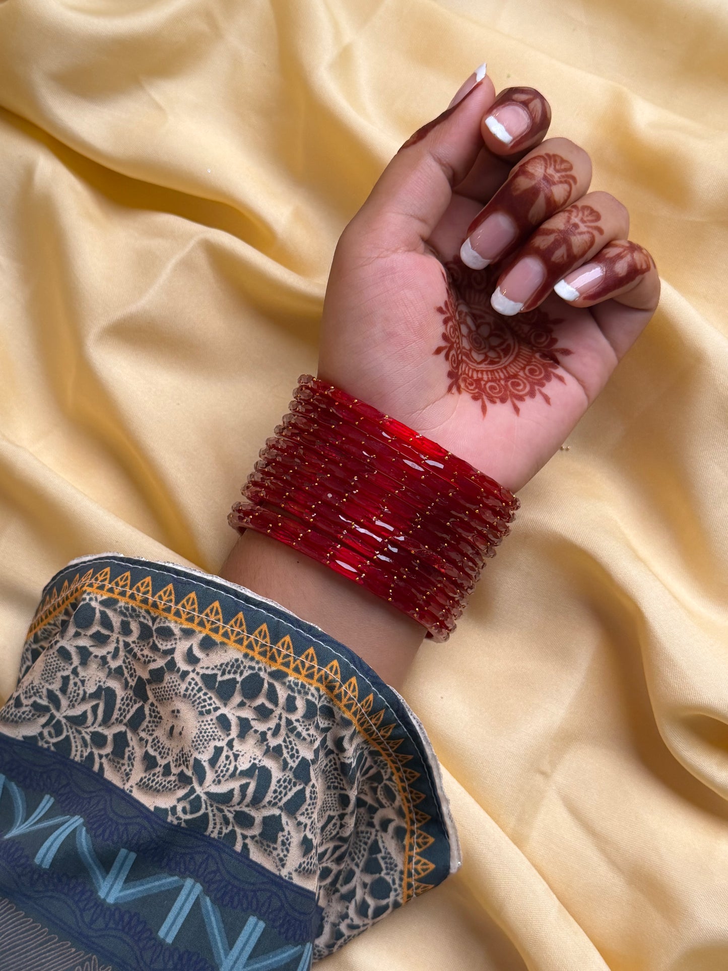Kashmiri Raindrop Red Bangles