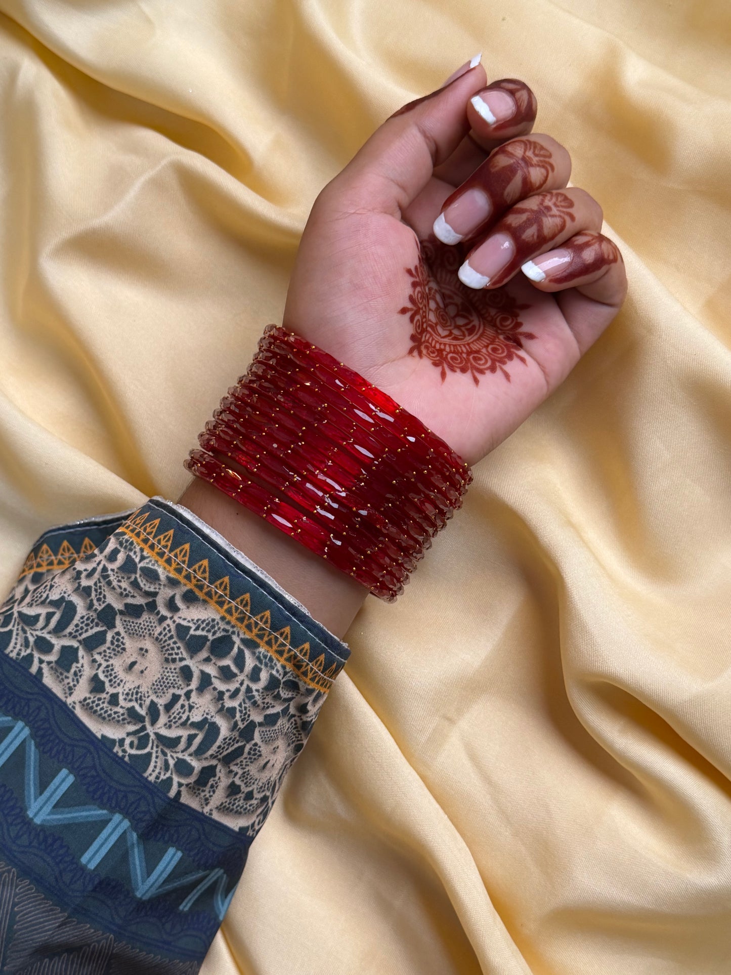 Kashmiri Raindrop Red Bangles