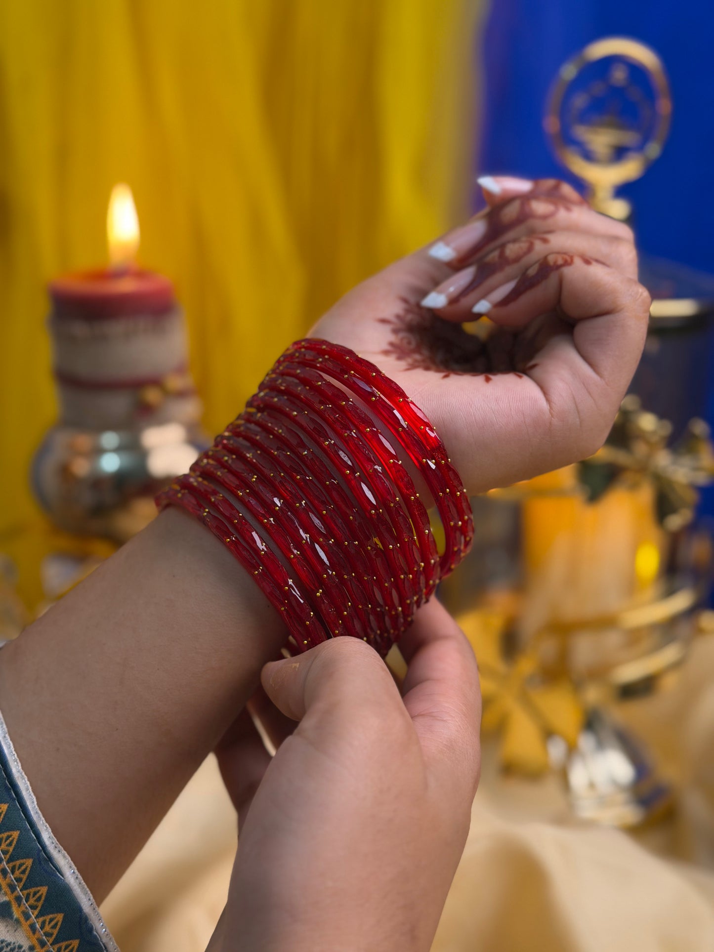 Kashmiri Raindrop Red Bangles