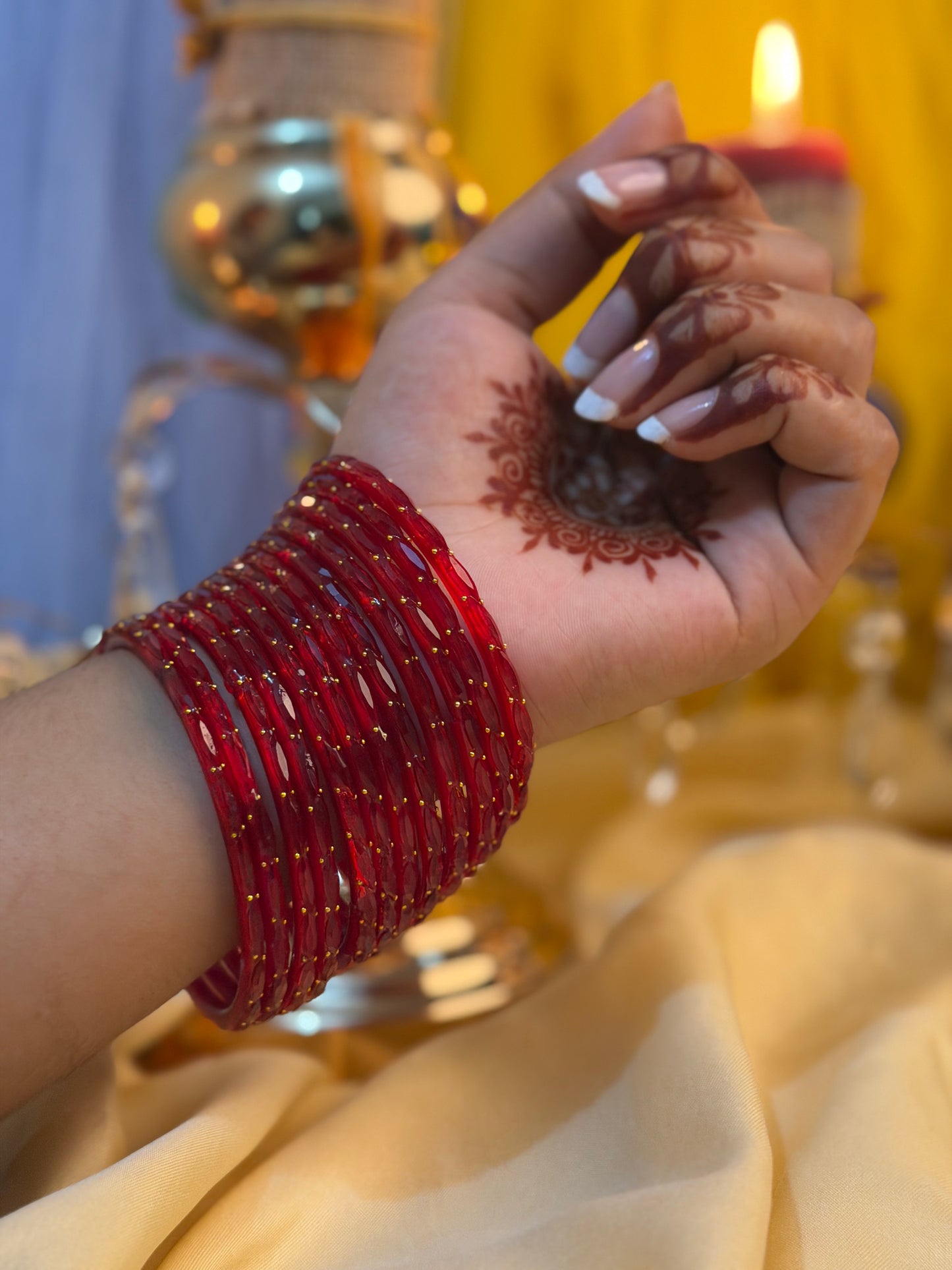 Kashmiri Raindrop Red Bangles