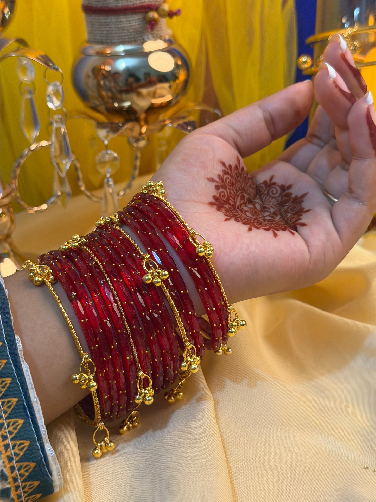 Kashmiri Jhumka Raindrop Red Bangles