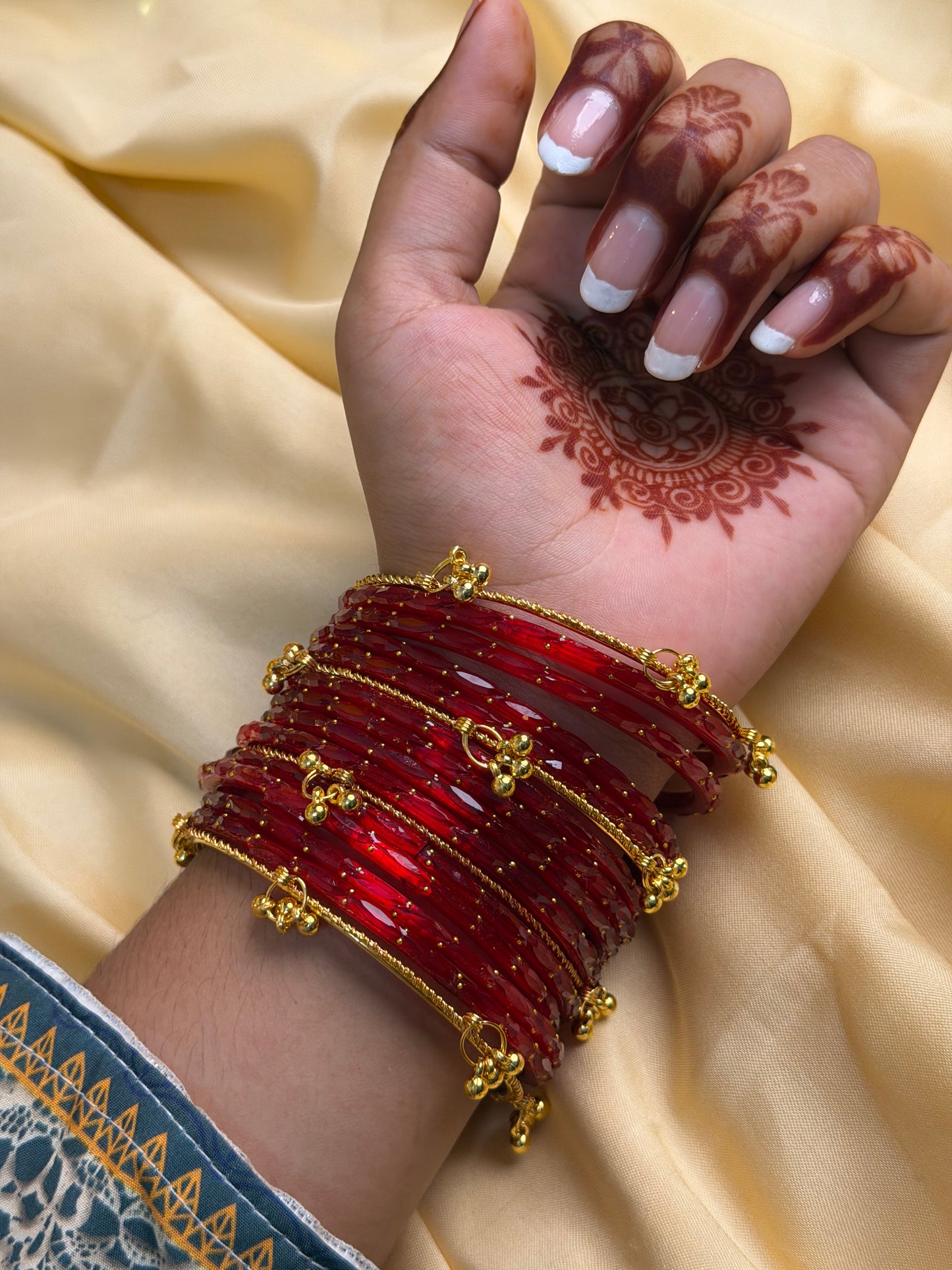 Kashmiri Jhumka Raindrop Red Bangles