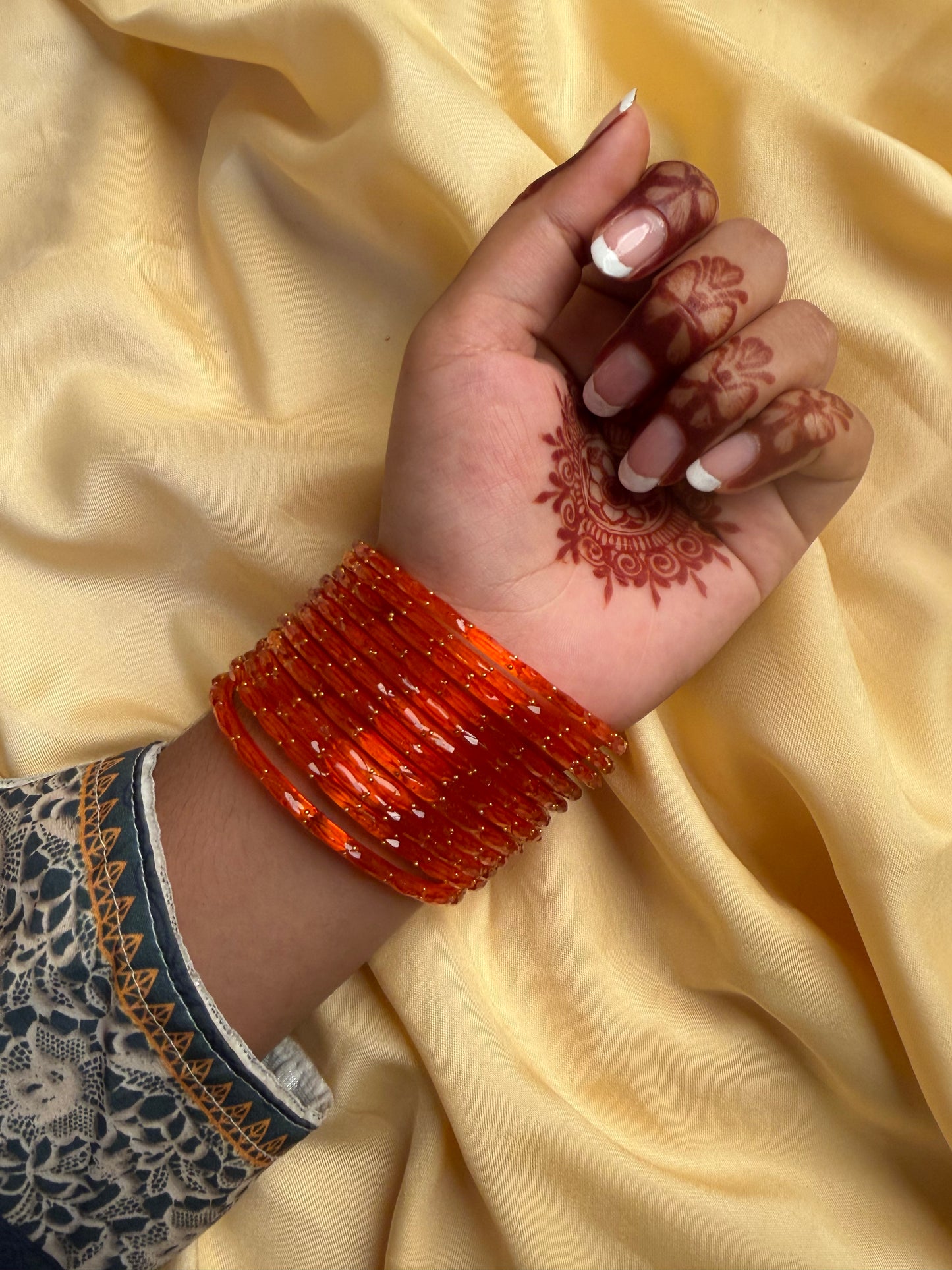 Kashmiri  Raindrop Orange  Bangles