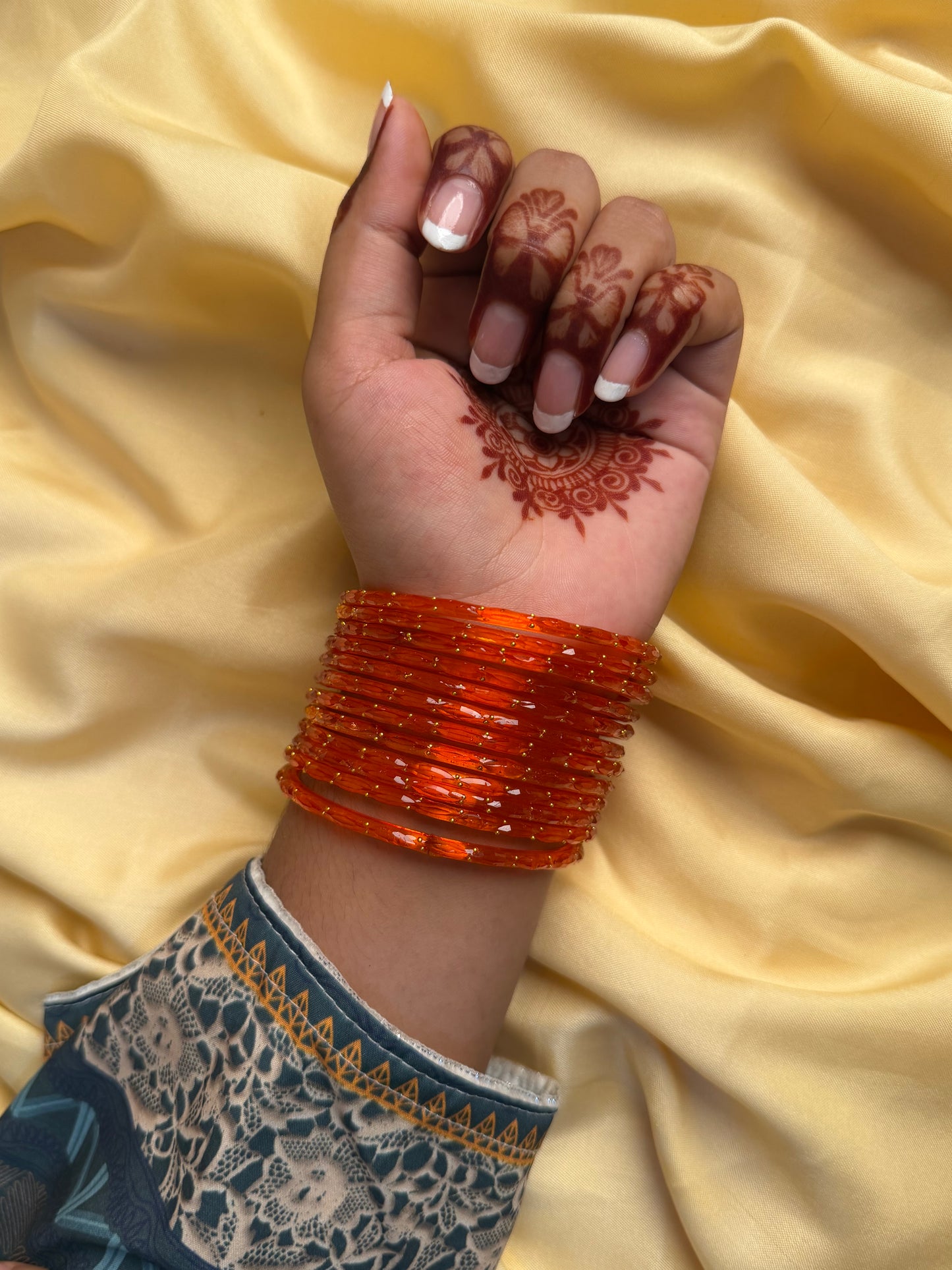 Kashmiri  Raindrop Orange  Bangles
