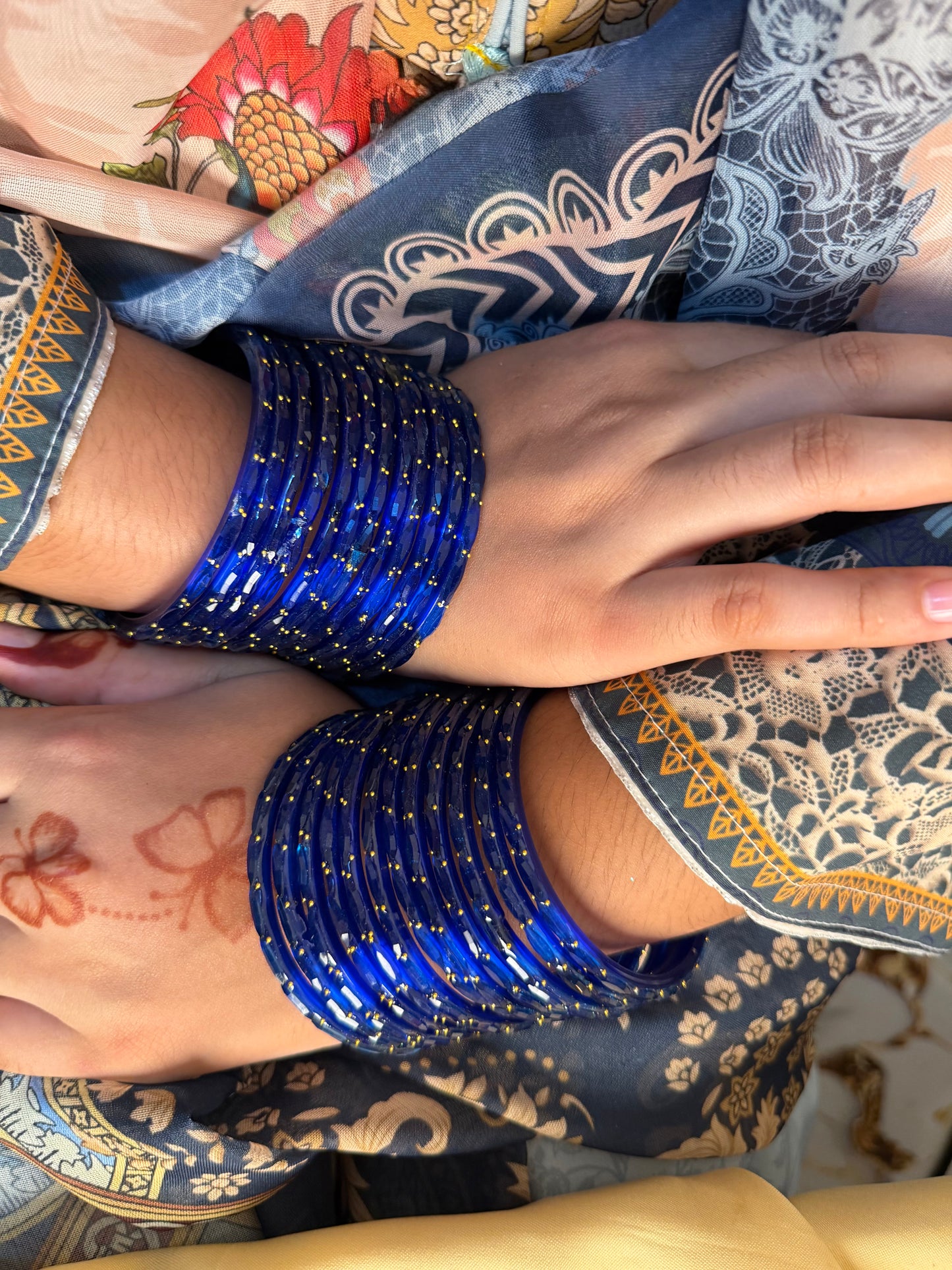 Kashmiri  Raindrop Royal Blue  Bangles