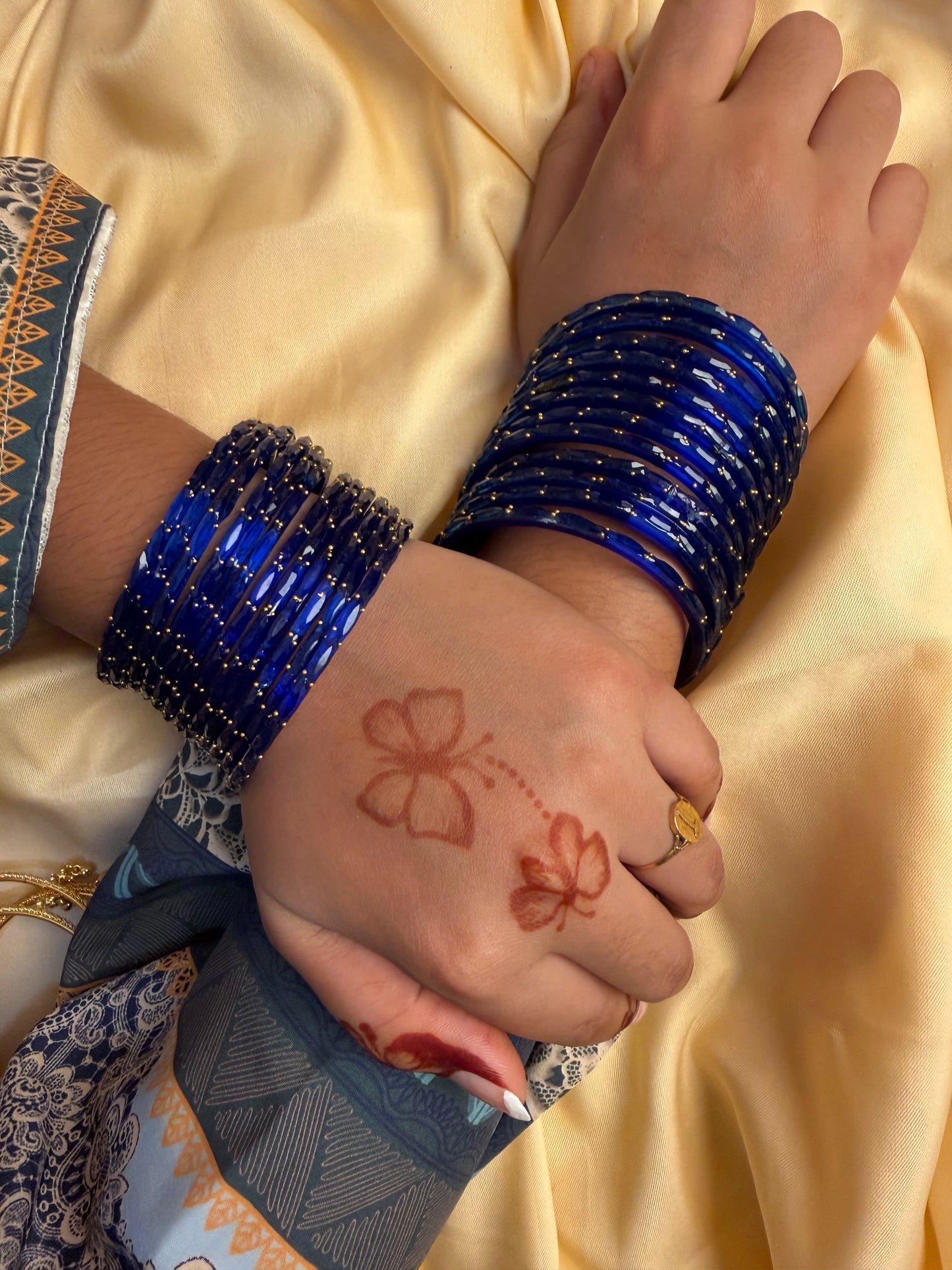 Kashmiri  Raindrop Royal Blue  Bangles