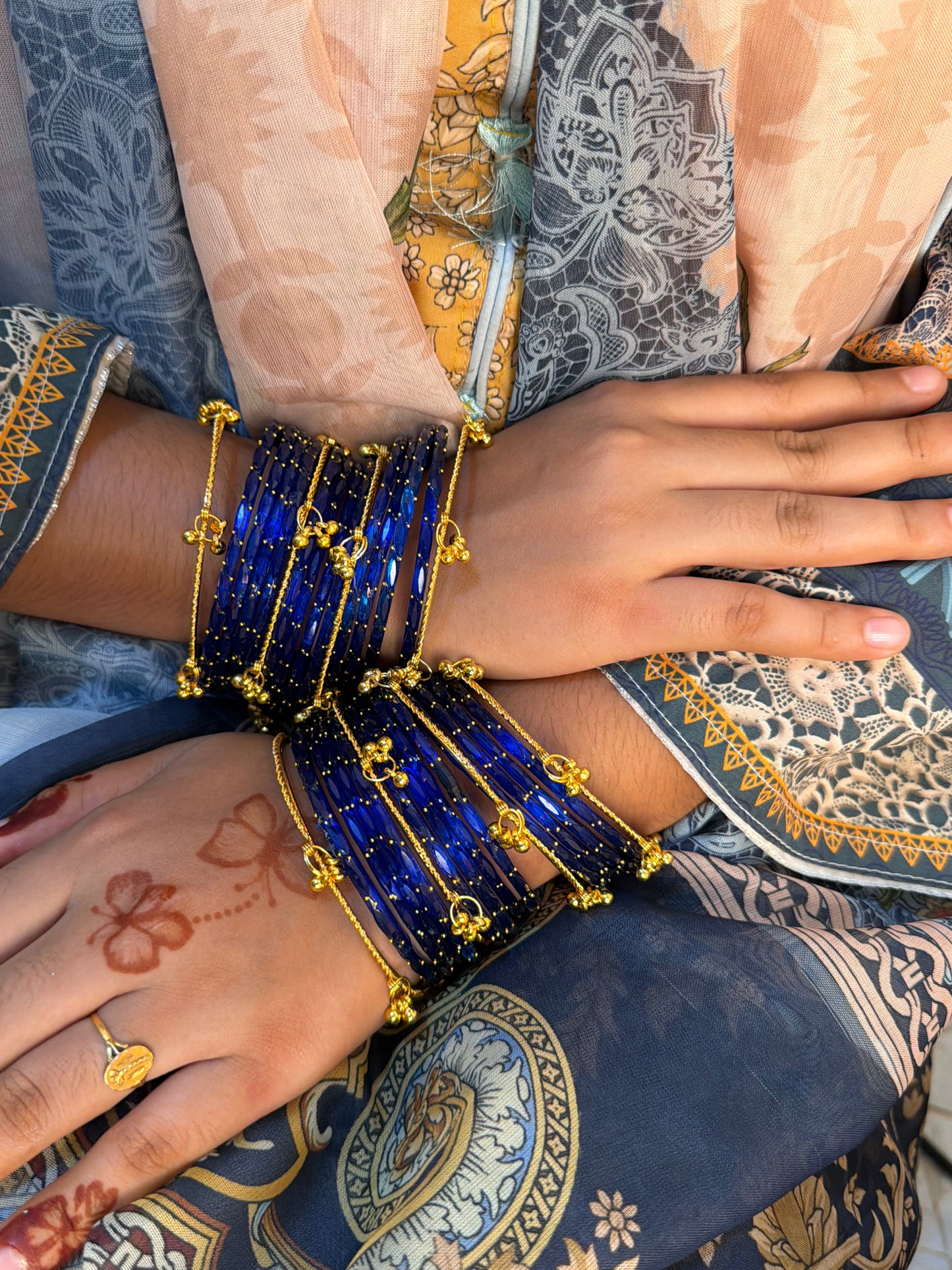 Kashmiri Raindrop Jhumka Royal Blue  Bangles