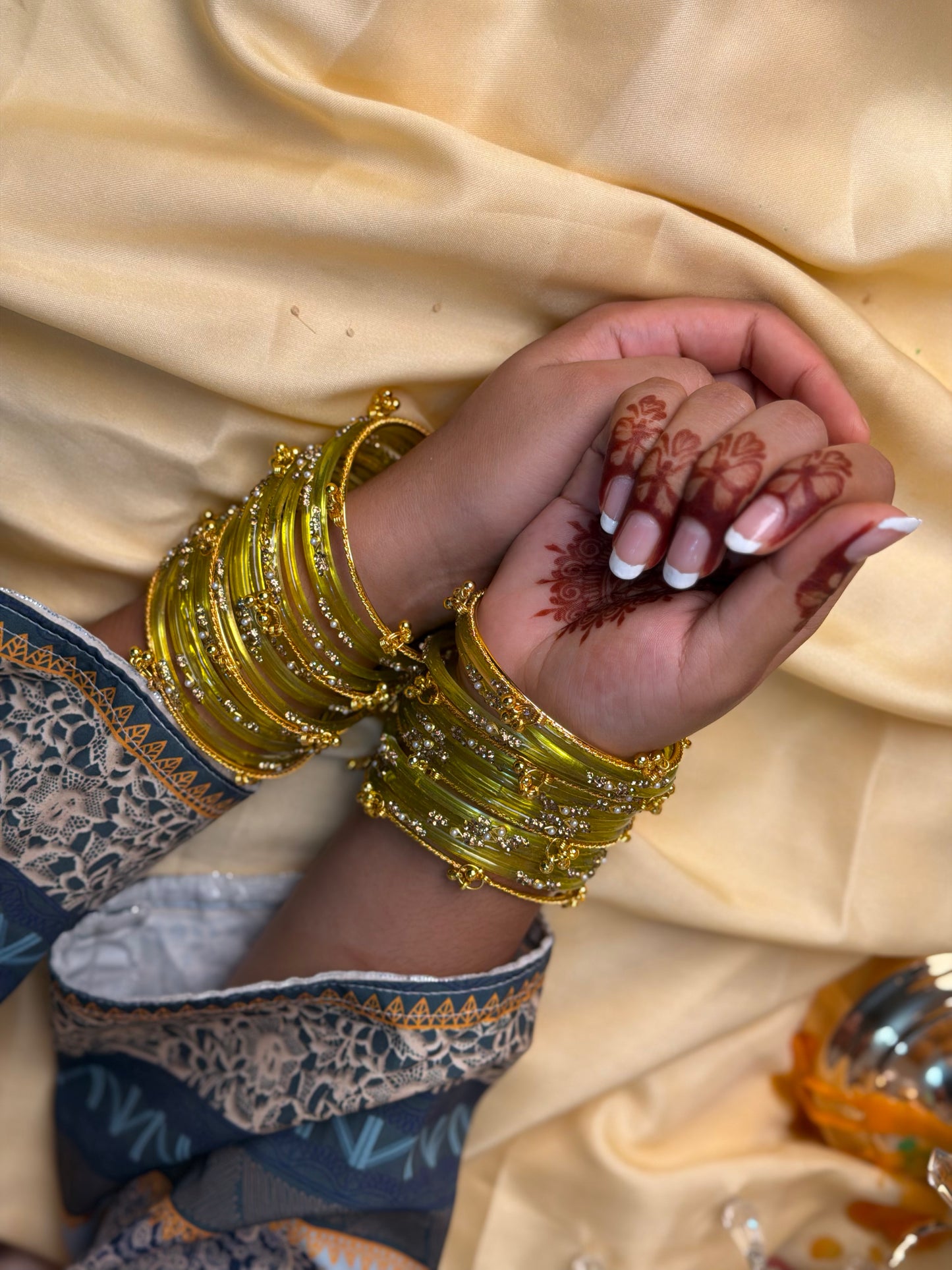 Kashmiri  Jhumka Olive Green  Bangles Set