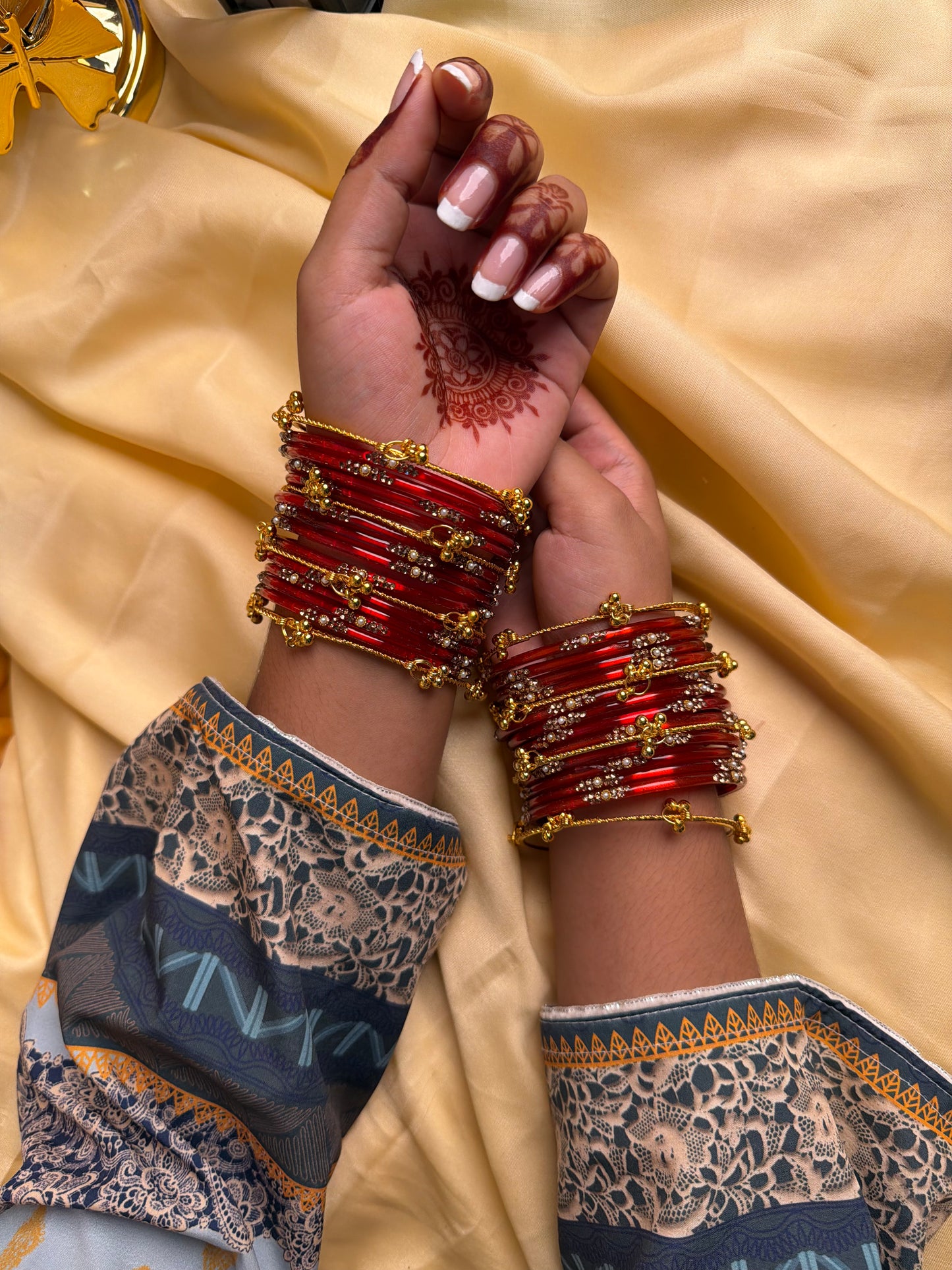 Kashmiri  Jhumka Red Bangle Set