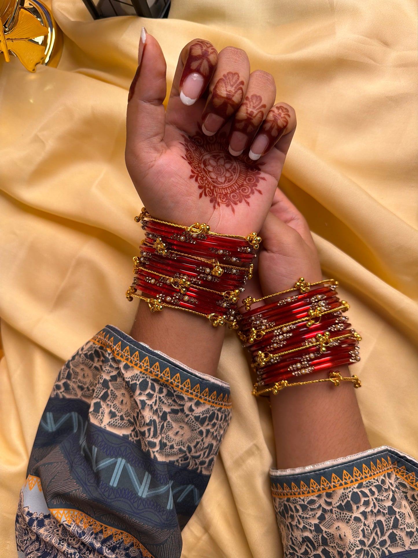 Kashmiri  Jhumka Red Bangle Set