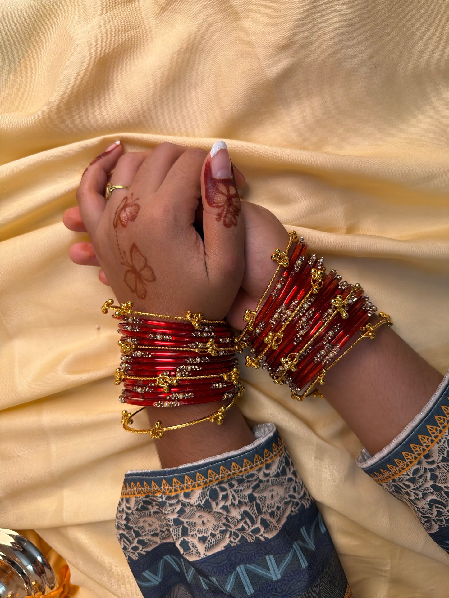 Kashmiri  Jhumka Red Bangle Set