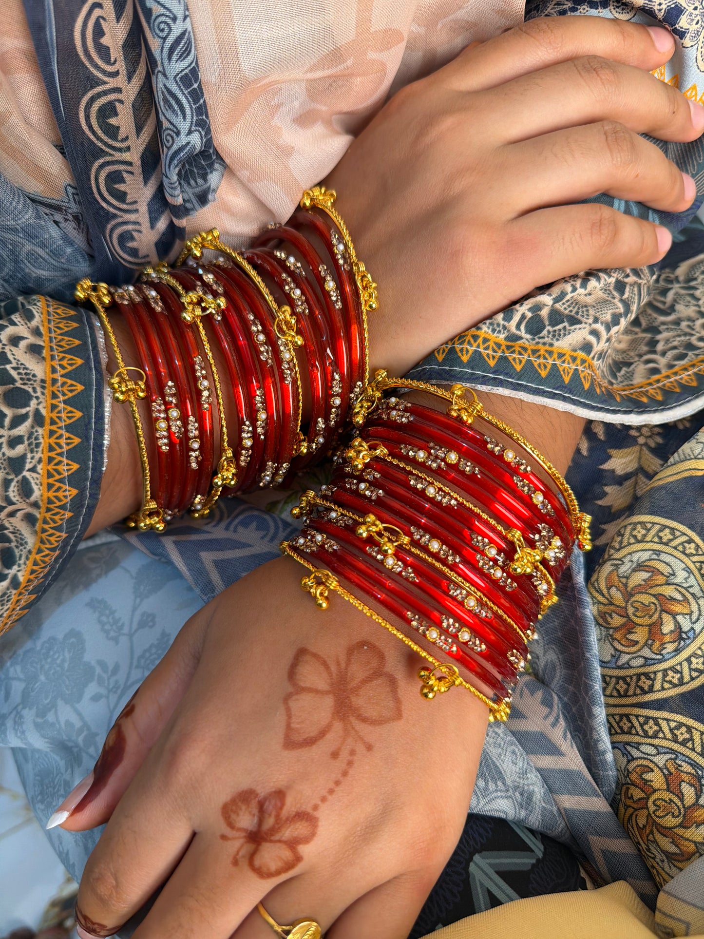 Kashmiri  Jhumka Red Bangle Set
