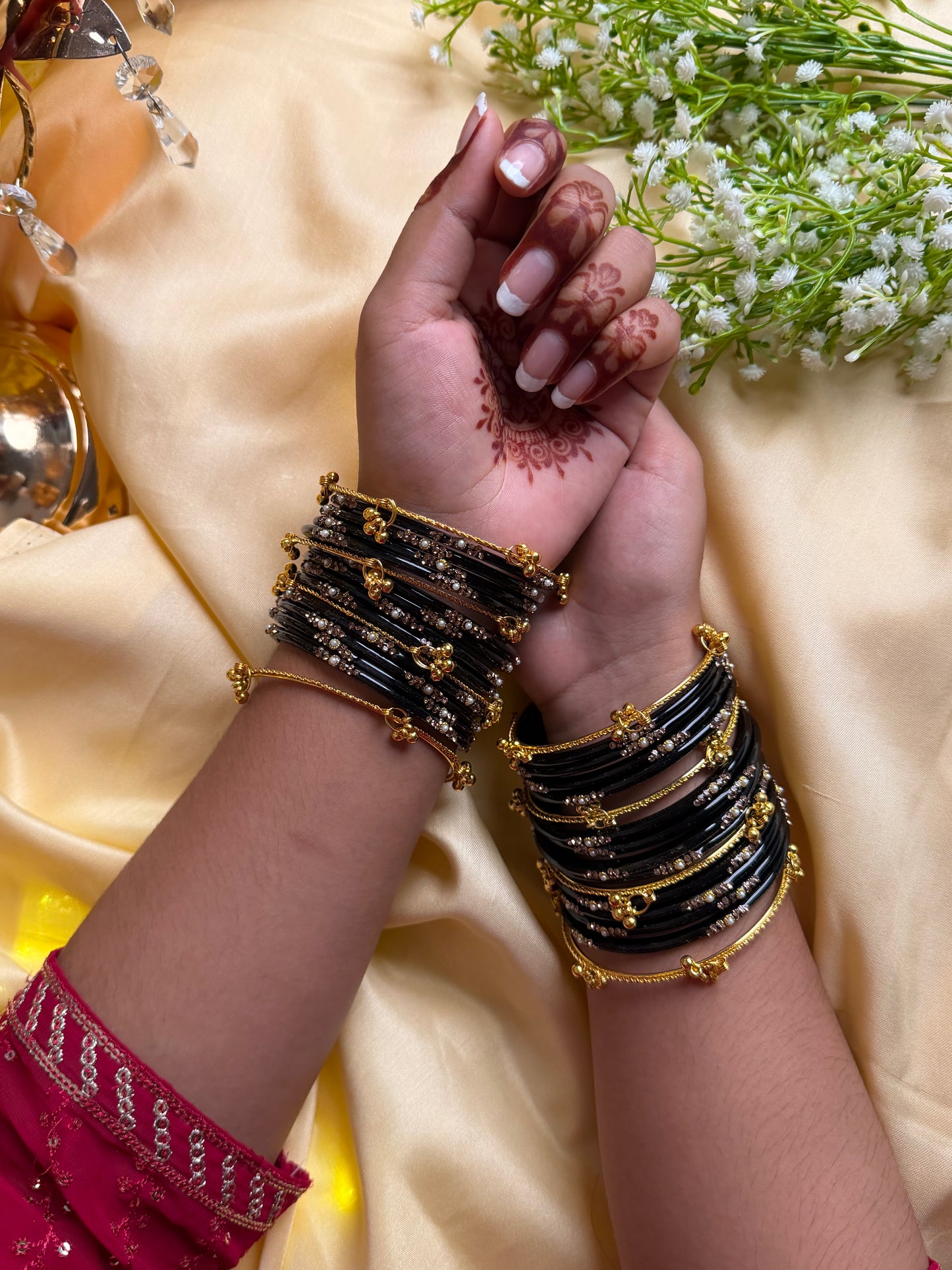 Kashmiri Jhumka Black Bangles Set