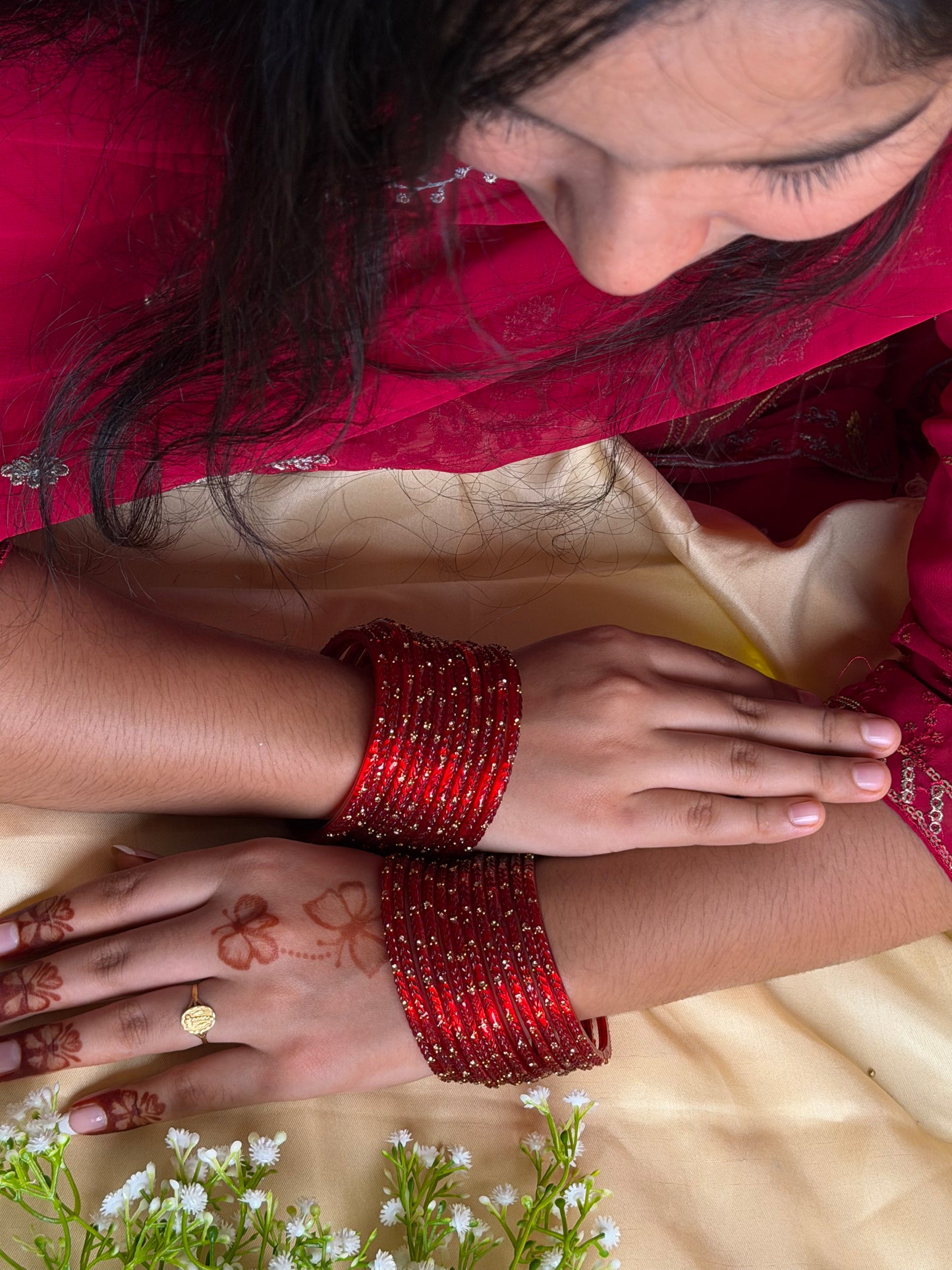 Kashmiri Lotus leaf Ruby Red bangles
