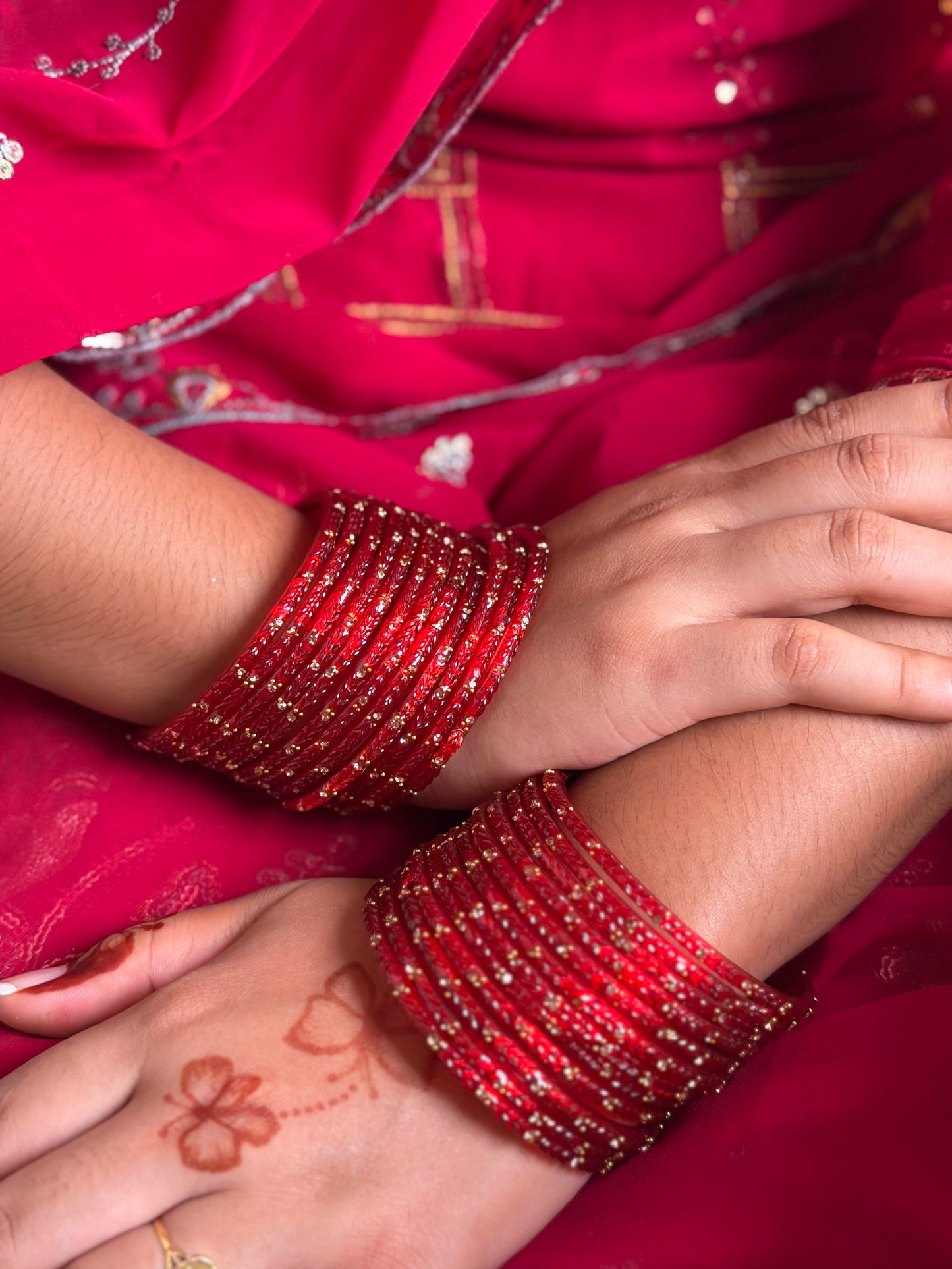 Kashmiri Lotus leaf Ruby Red bangles