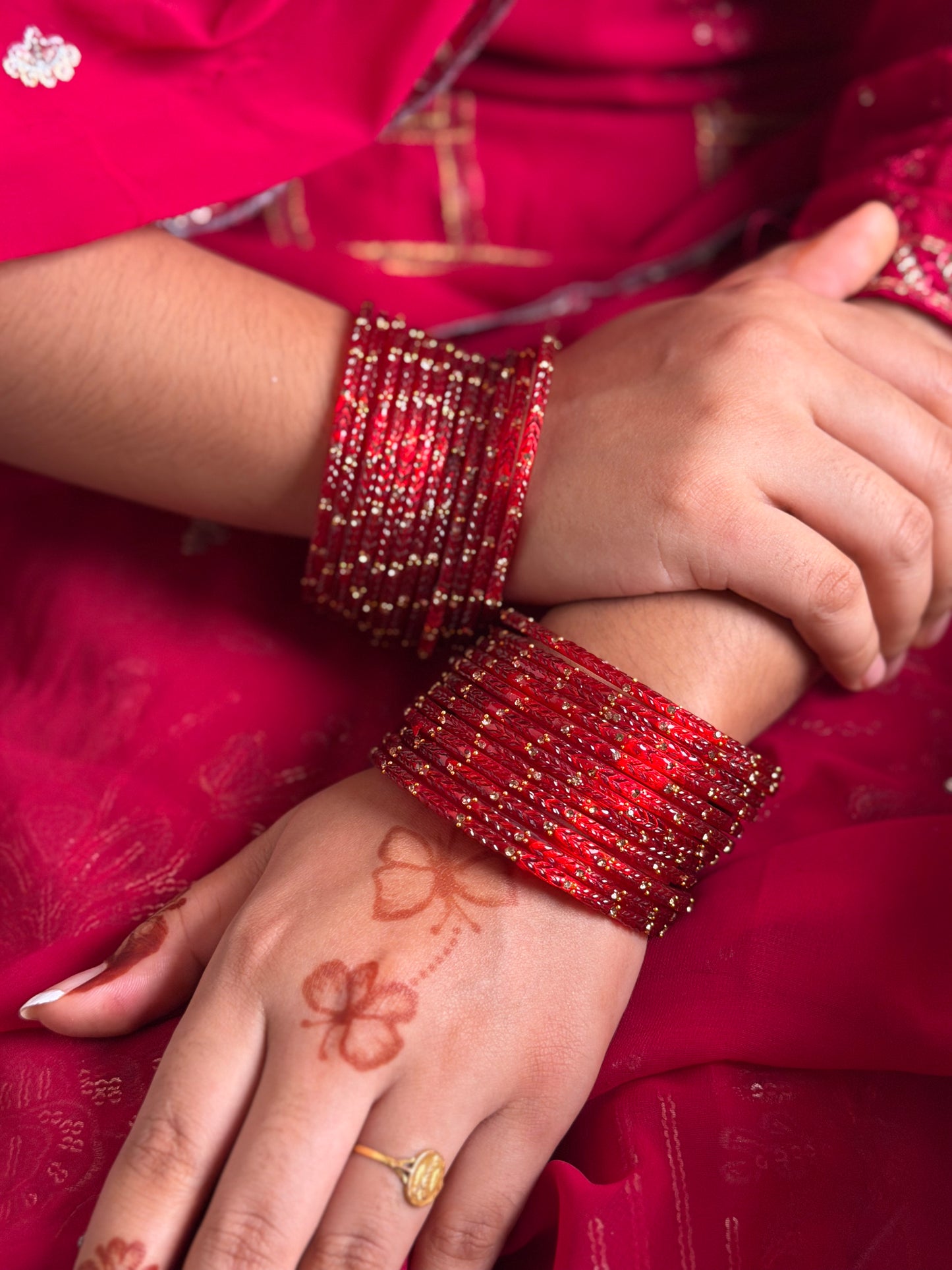 Kashmiri Lotus leaf Ruby Red bangles