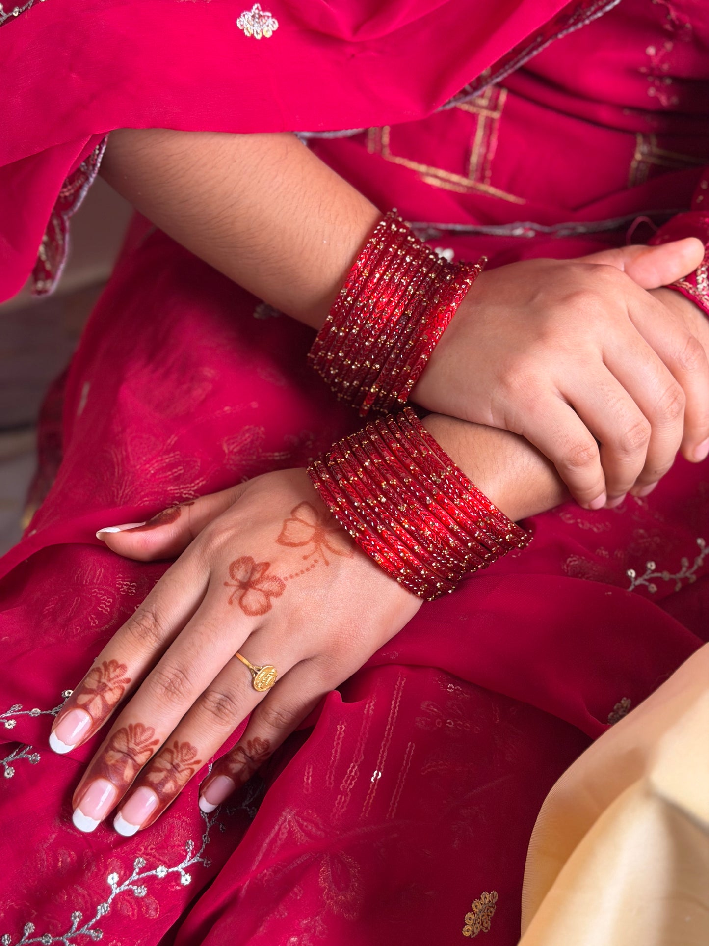 Kashmiri Lotus leaf Ruby Red bangles