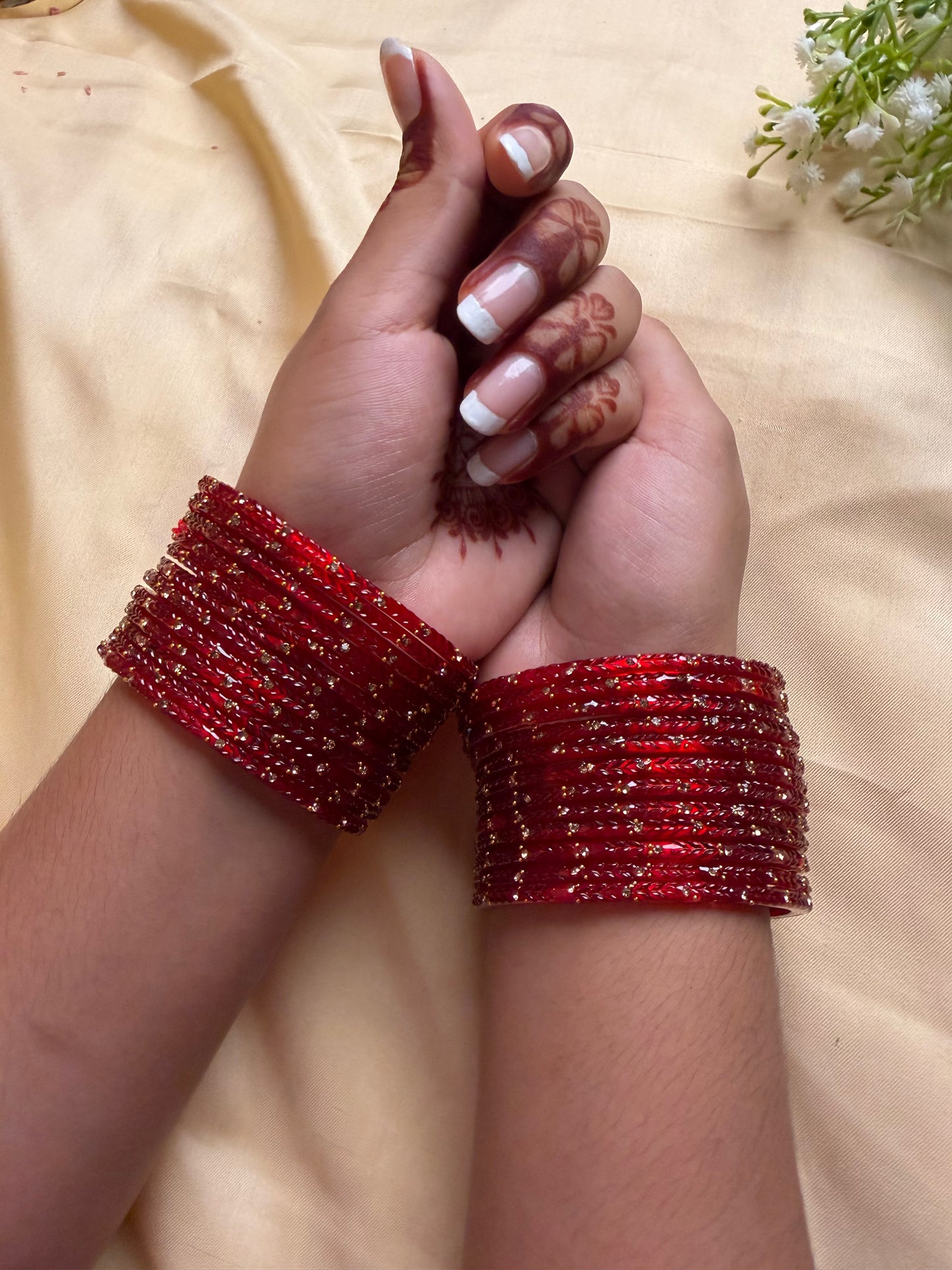 Kashmiri Lotus leaf Ruby Red bangles