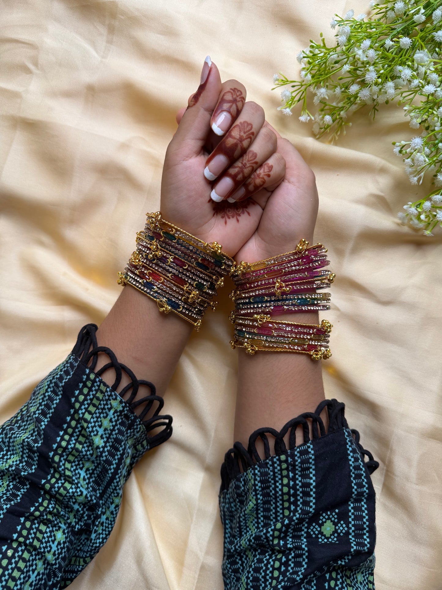 Kashmiri  Dadima Jhumka Multi Color Bangles Set