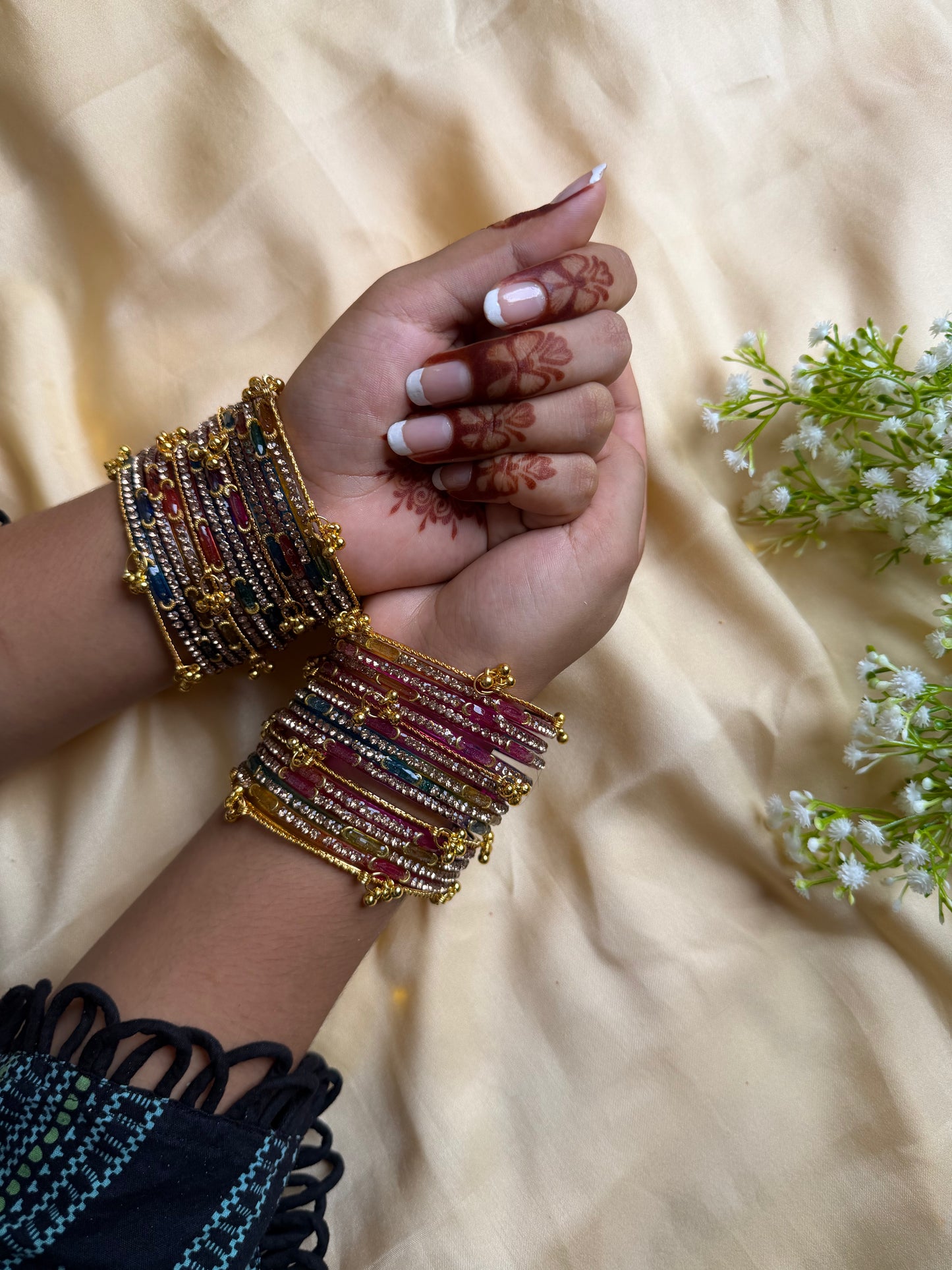 Kashmiri  Dadima Jhumka Multi Color Bangles Set